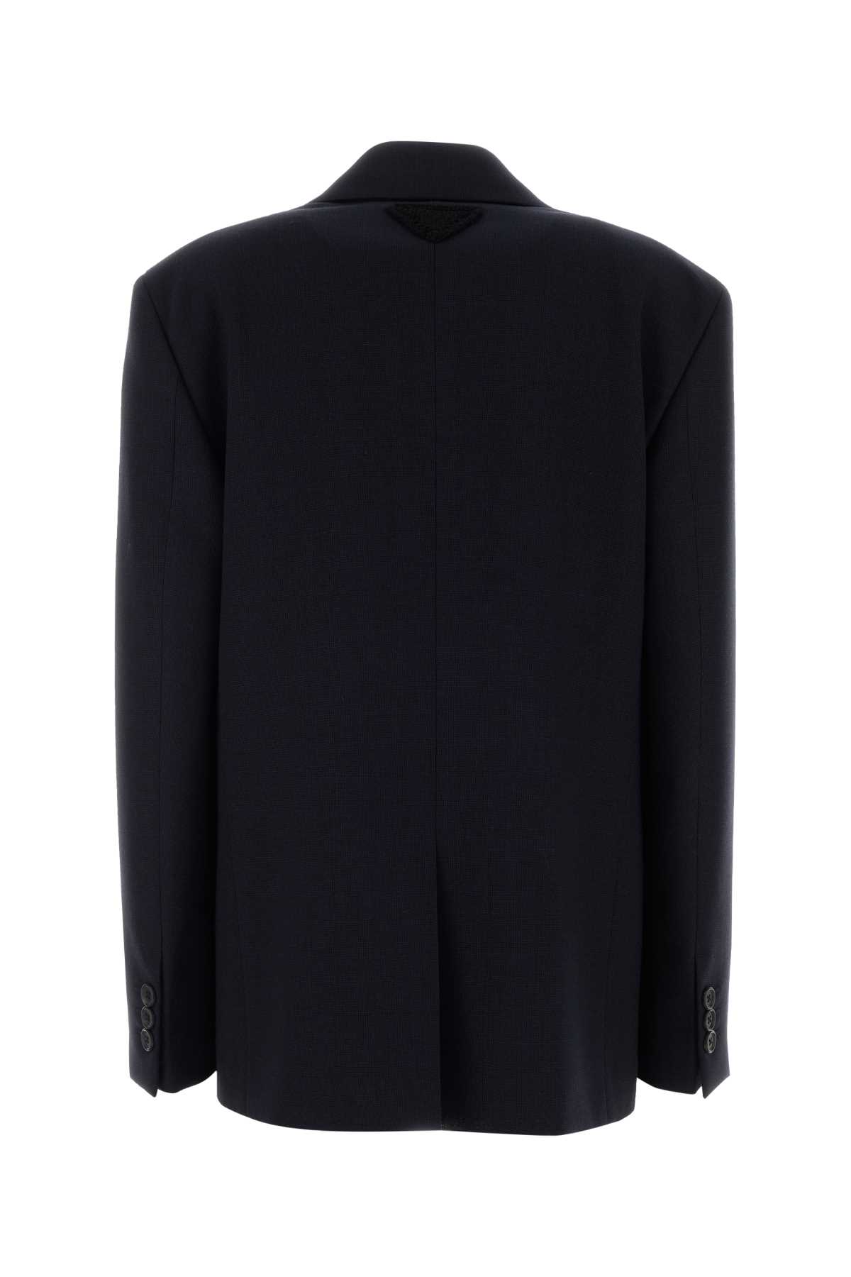 Prada Wool Blazer With Long Sleeves And Flap Pockets In Blue