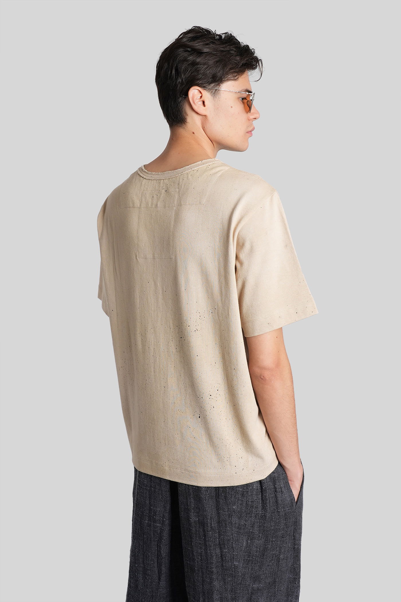 Ziggy Chen Speckled Cotton T-shirt In Neutral