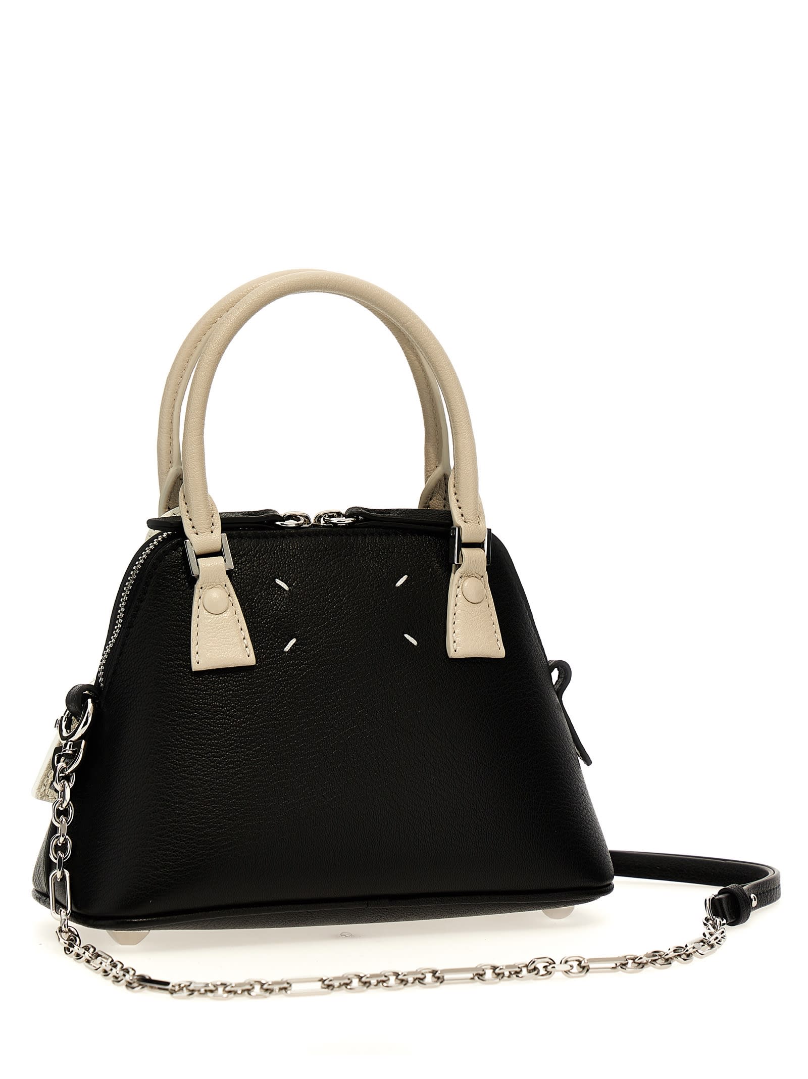 Shop Maison Margiela 5ac Classique Micro Handbag In White/black