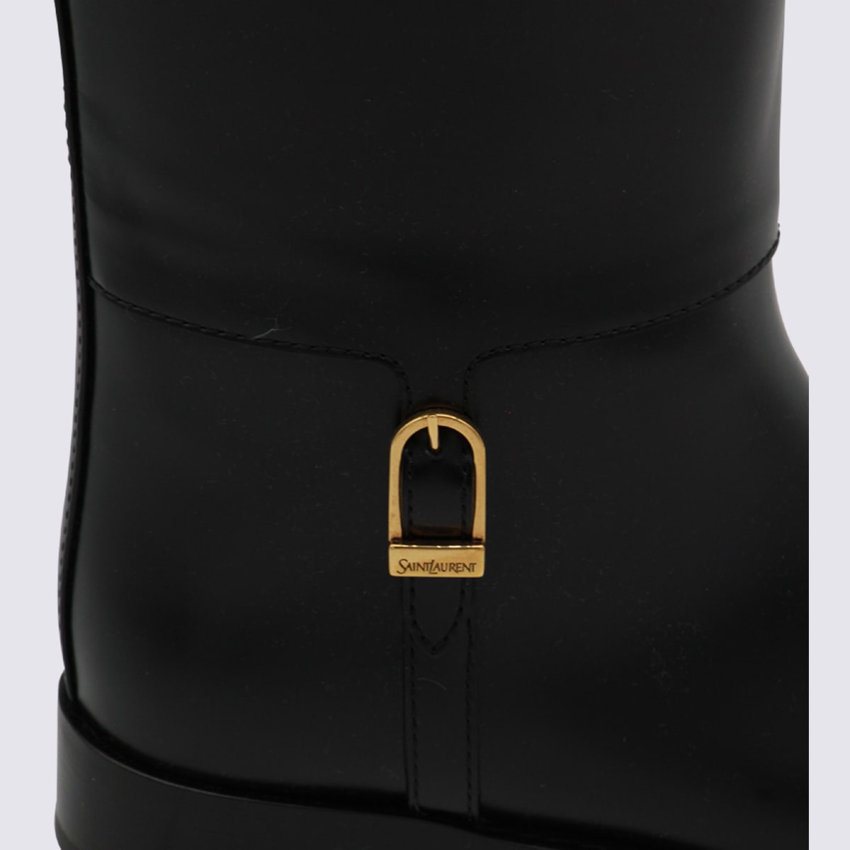 Saint Laurent Black Horny Leather Boots In Black