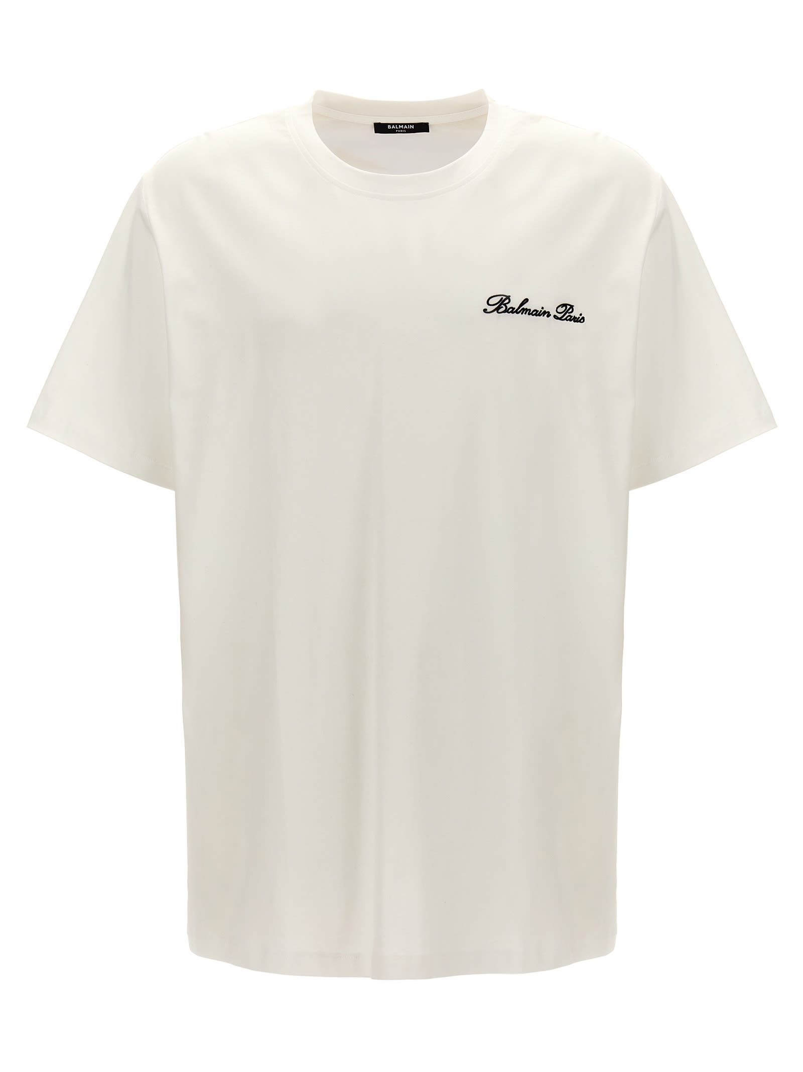 Shop Balmain Signature T-shirt In White/black