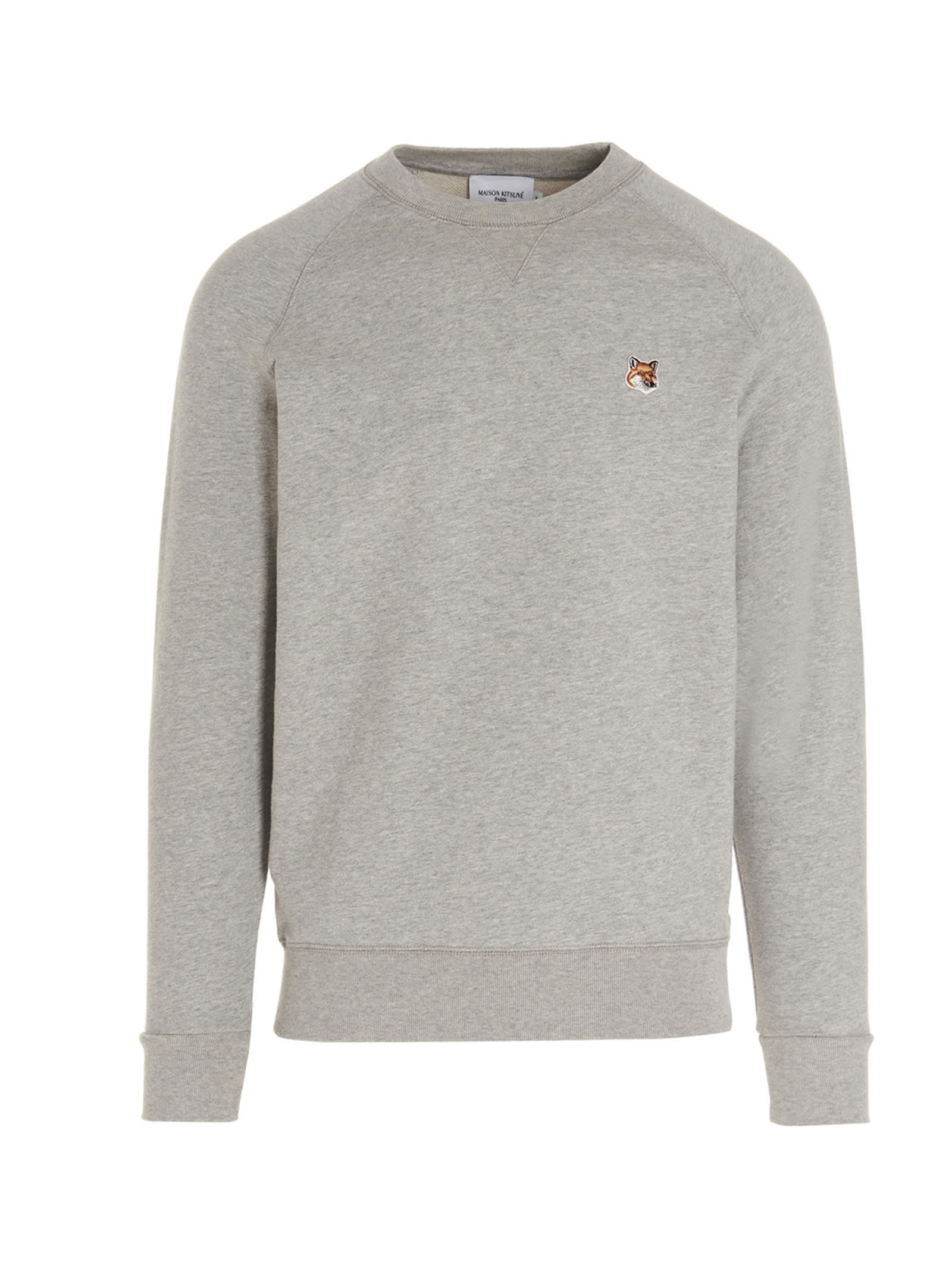 Shop Maison Kitsuné Fox Head Sweatshirt In Light Grey