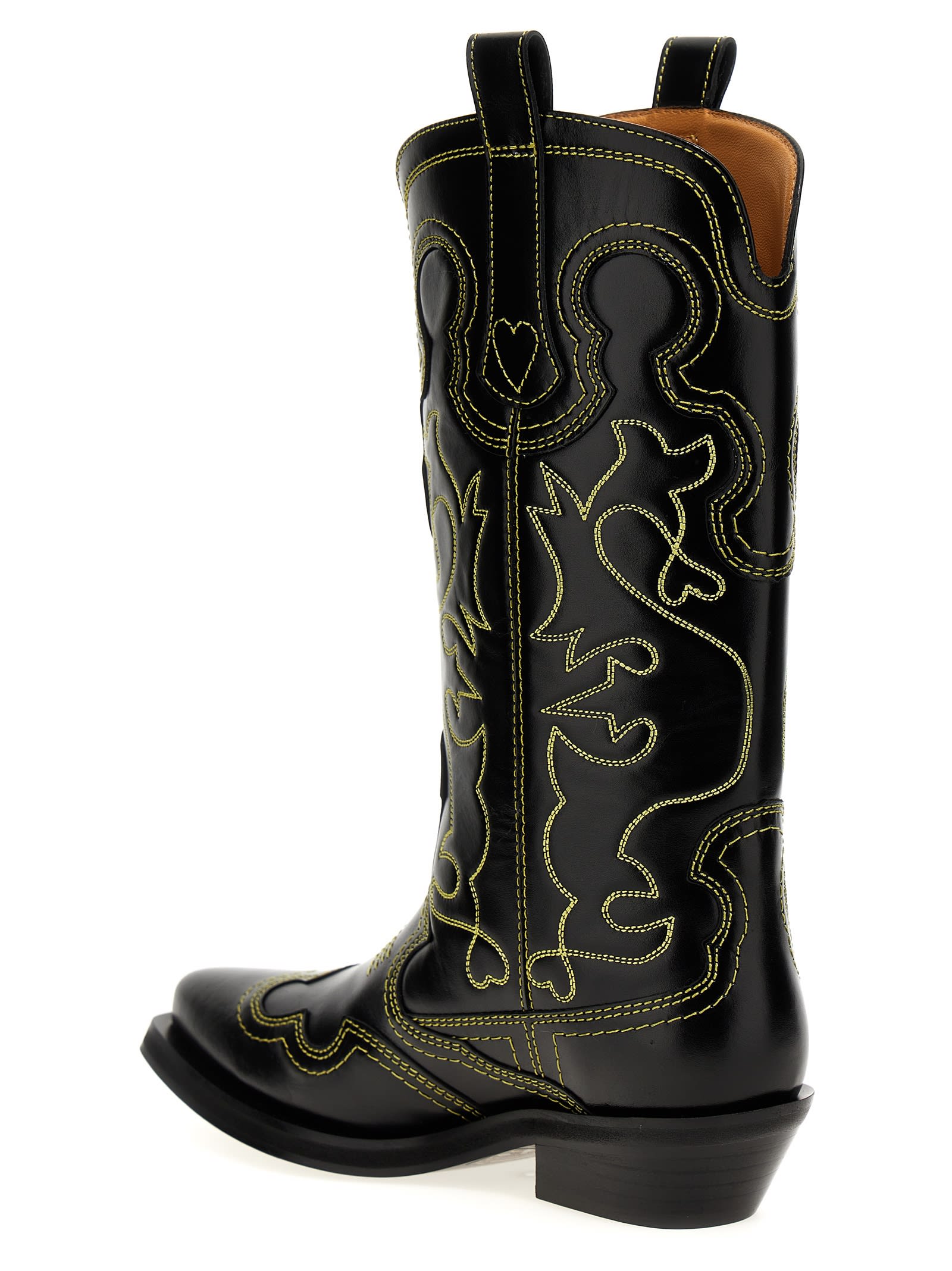 Shop Ganni Western Texan Boots In Black