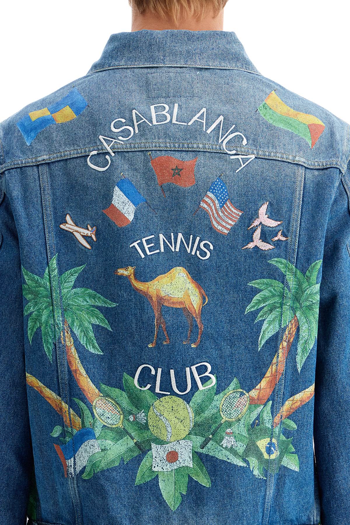 Shop Casablanca Denim Tennis Club Jacket In  Tennis Club (blue)