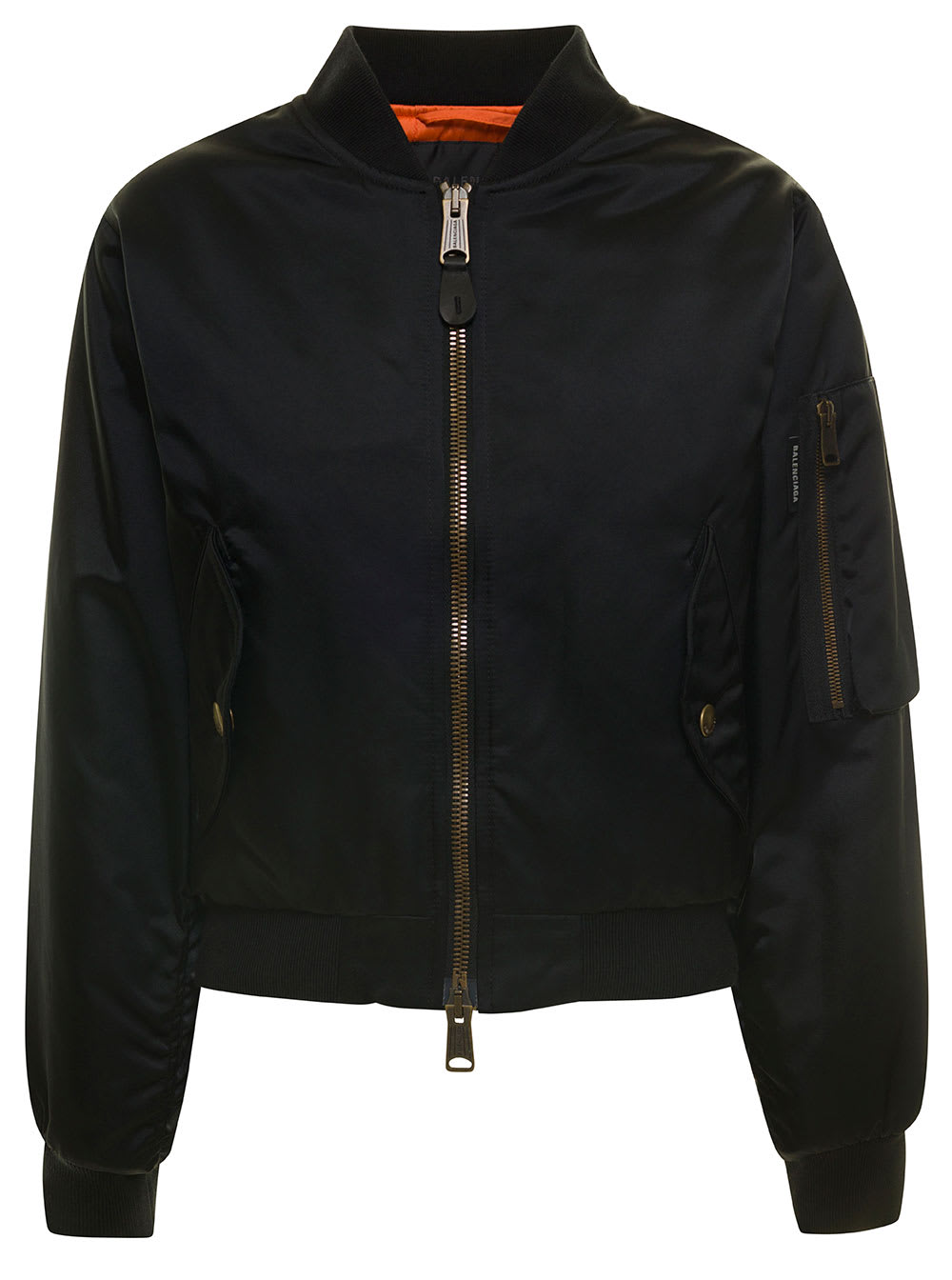 Balenciaga Shrunk Cropped Bomber Jacket In Black