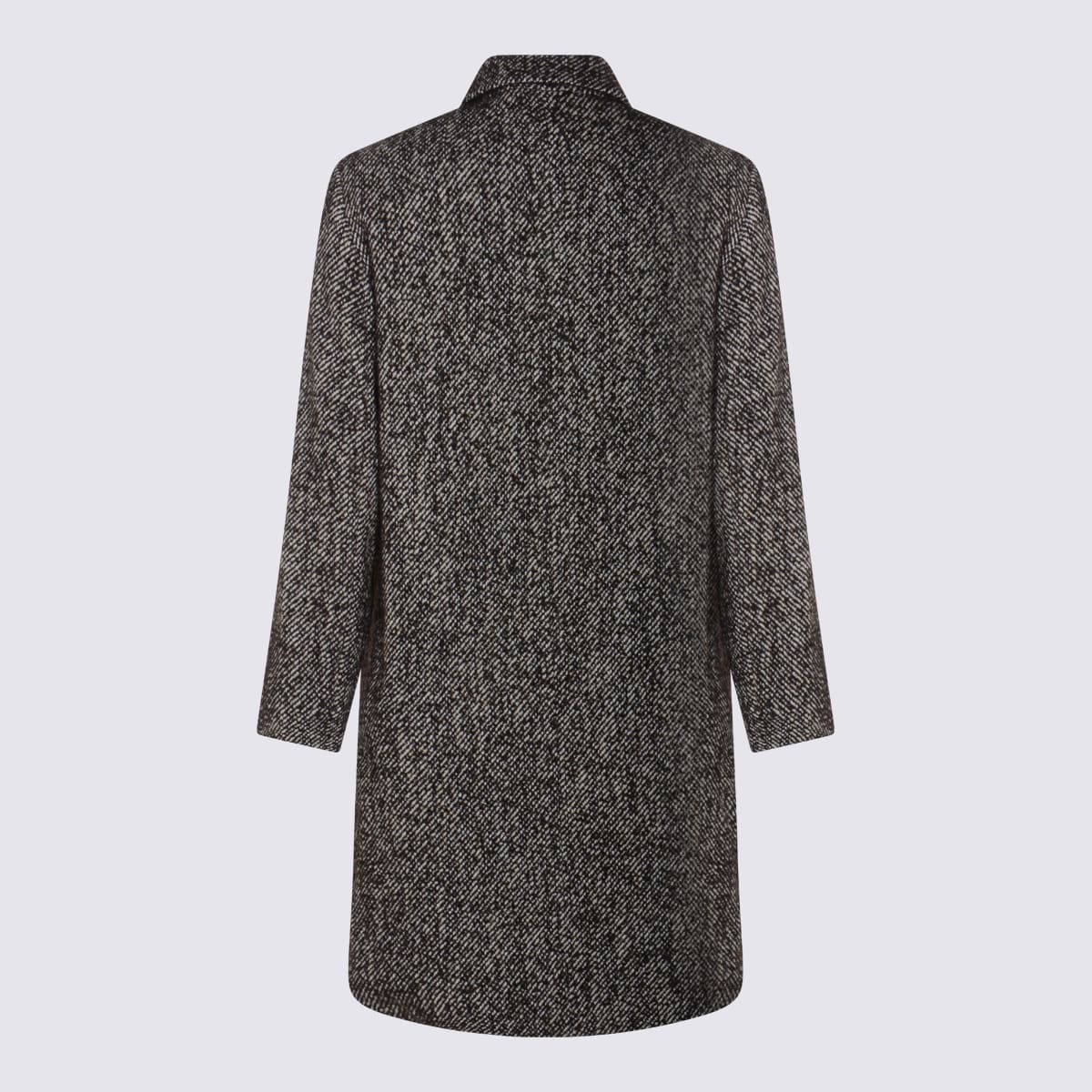 Nn07 Herringbone Pattern Mid-length Coat With Long Sleeves In Gray