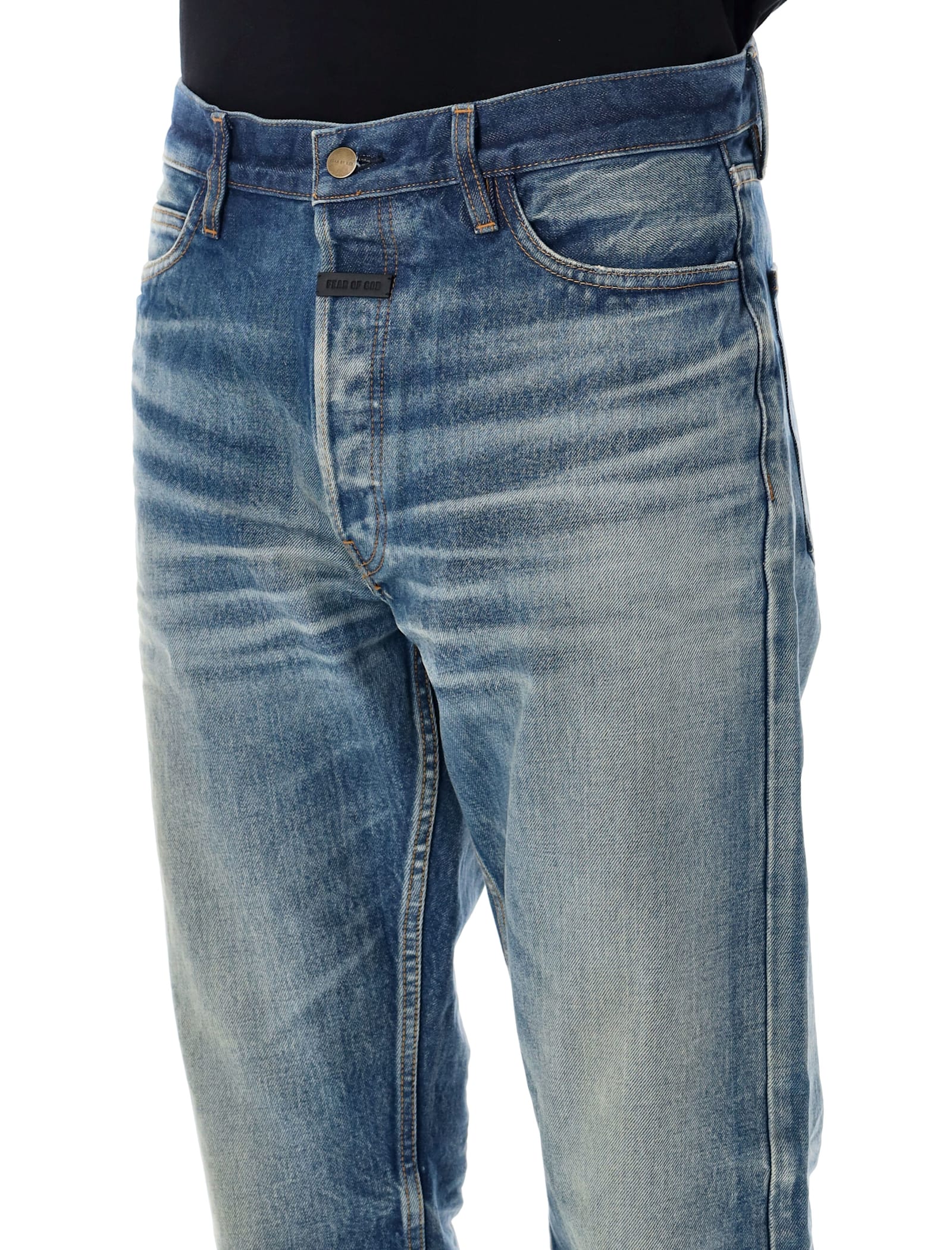 Fear Of God Vintage Wash Straight Jeans In Blue