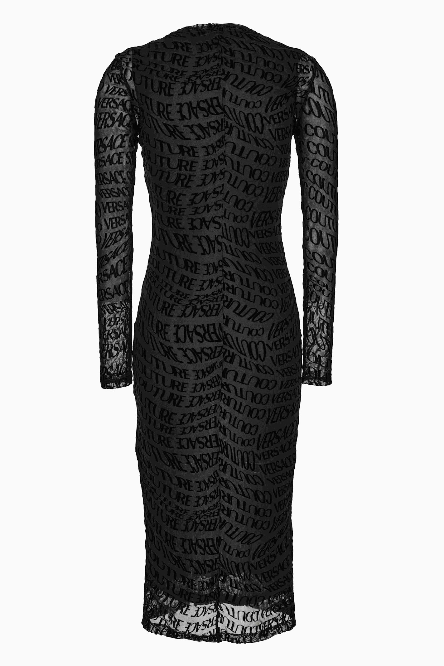 Versace Jeans Couture Logo-print Long-sleeve Midi Dress In Black