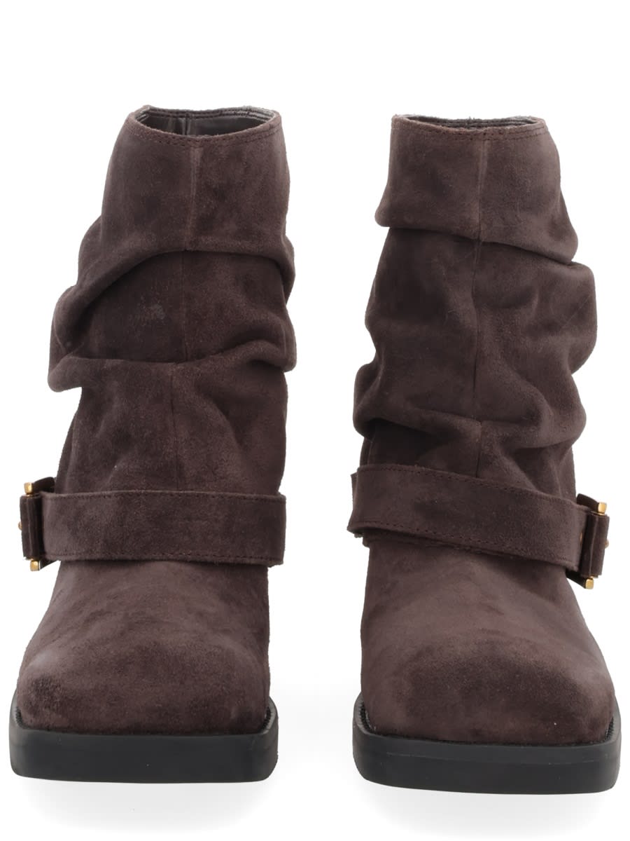Michael Kors Slouchy Ankle Boots Buckle Detail In Brown