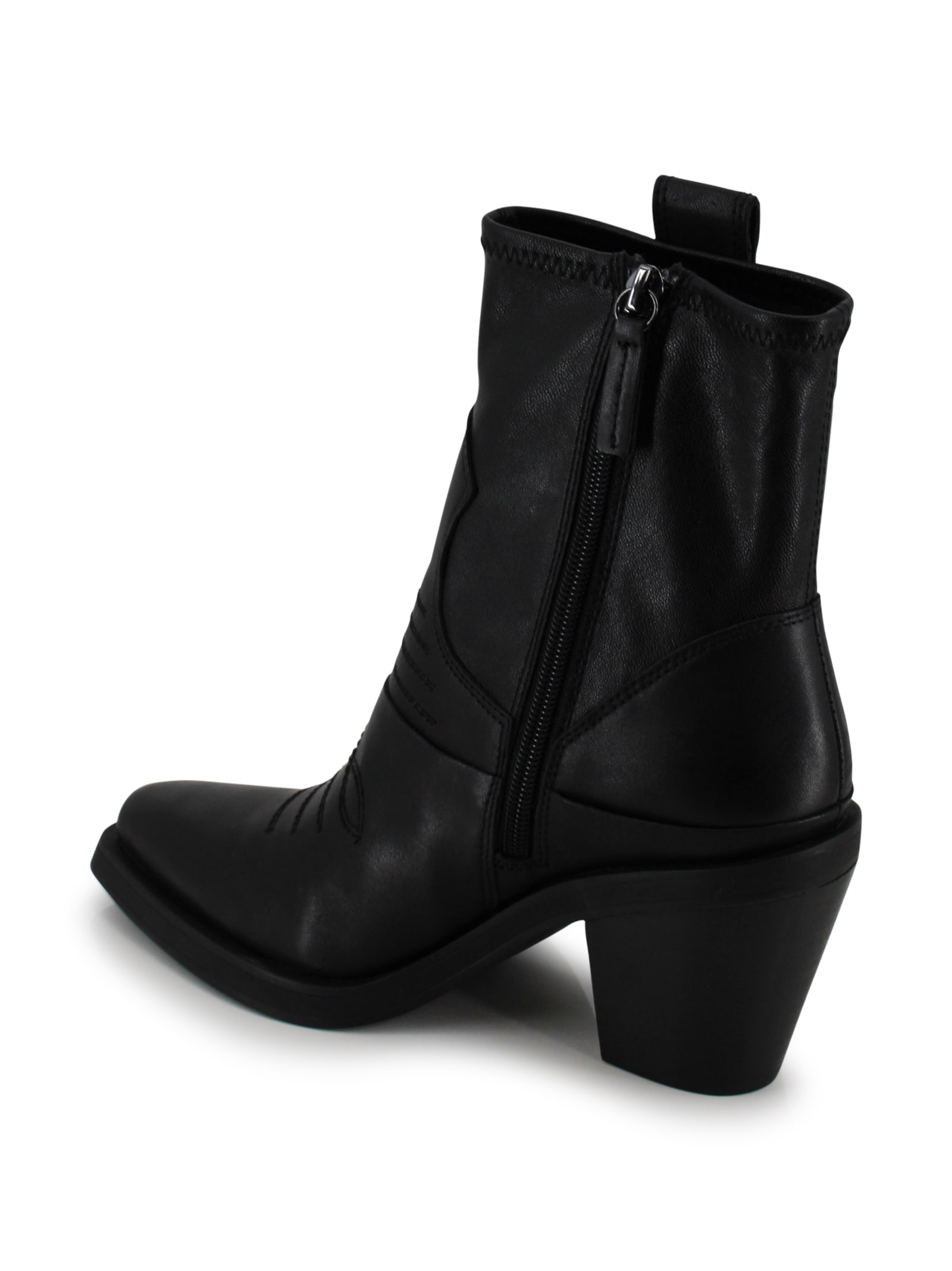 Ash Short Black Cowboy Boot In Black
