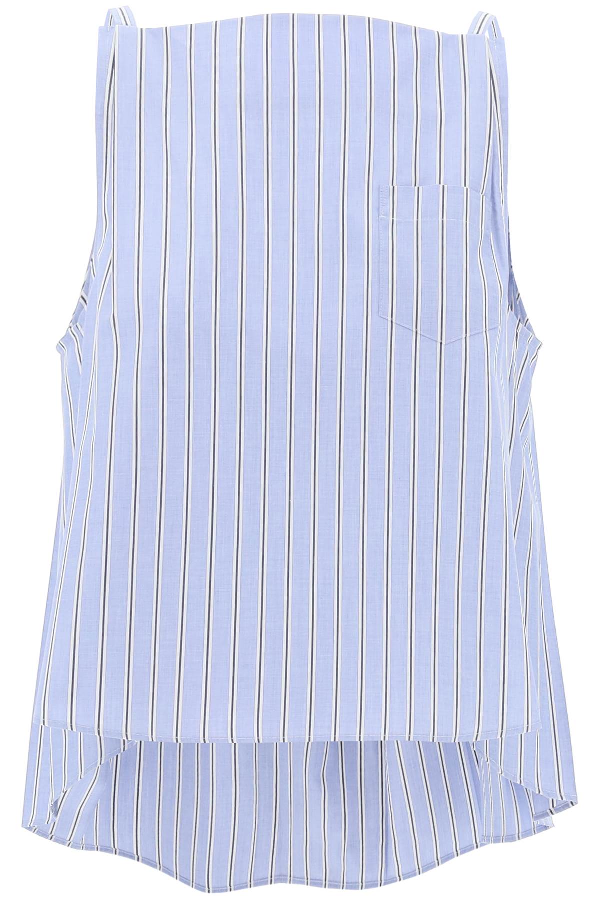 Shop Sacai Striped Sleeveless Top In Poplin In L Blue Stripe (light Blue)