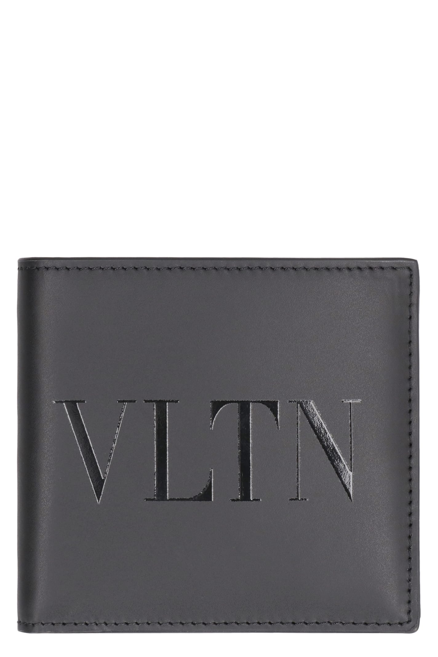 Shop Valentino - Vltn Leather Flap-over Wallet In Black