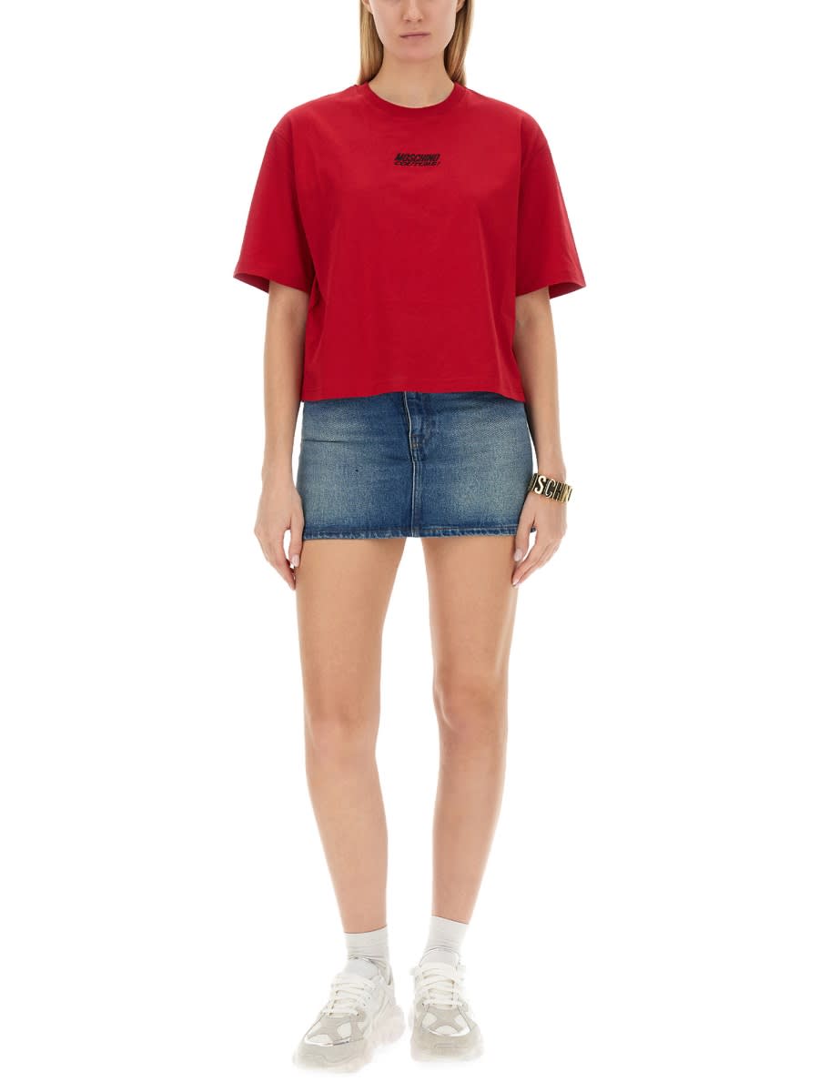 Shop Moschino T-shirt With Logo In Red