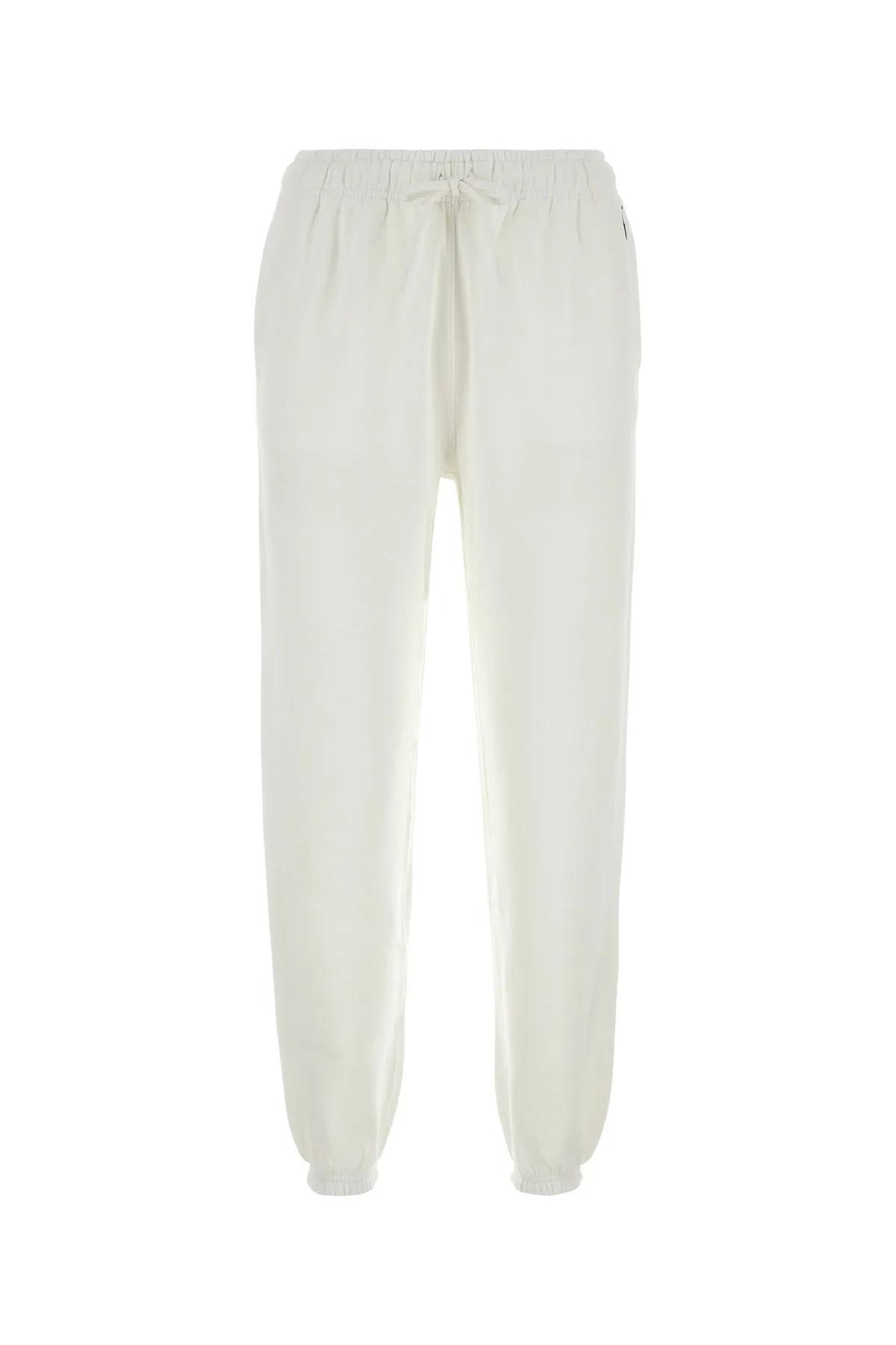 Polo Ralph Lauren White Cotton Blend Joggers In White