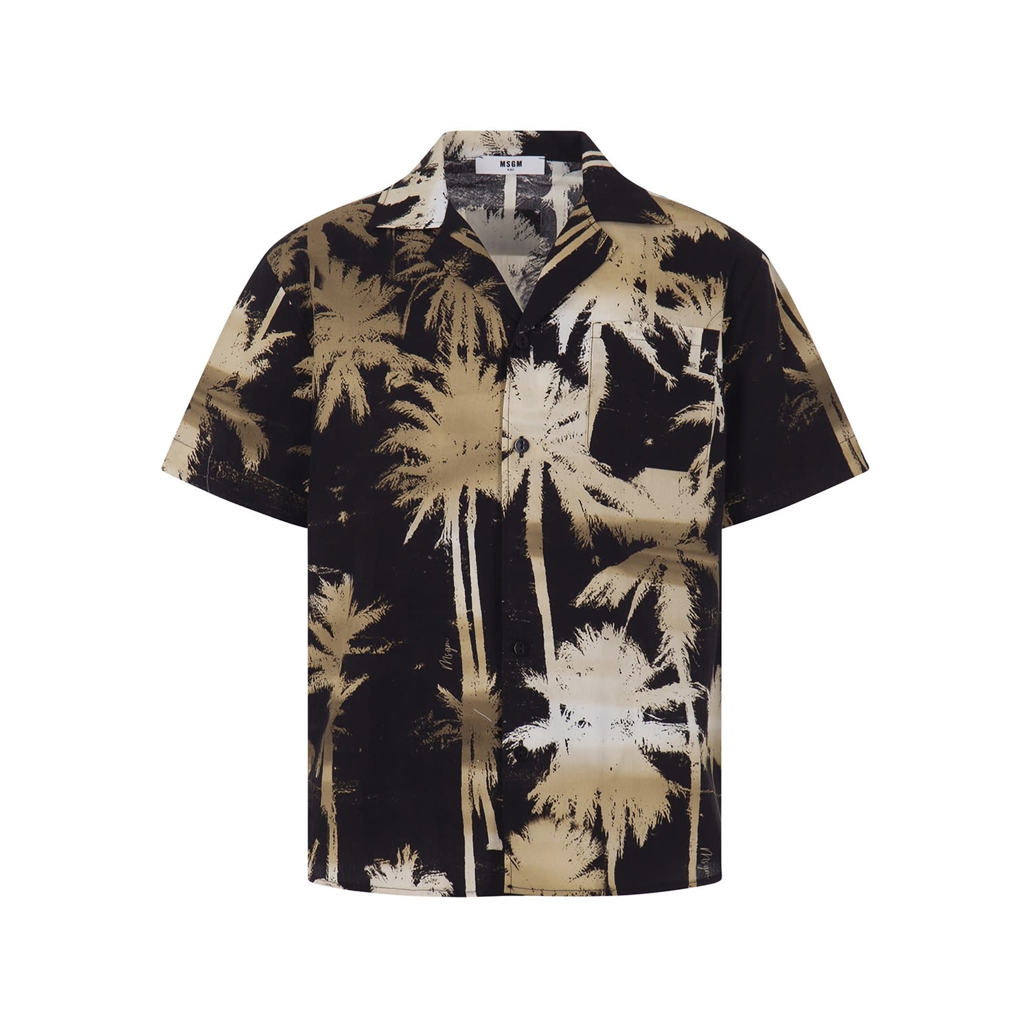 Msgm Kids' Camicia Con Stampa Palm Tree In Black