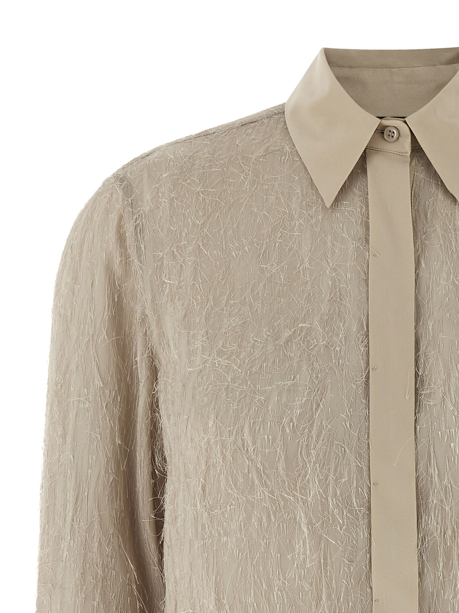 Peserico Textured Fabric Shirt Featuring Pointed Collar In Gray