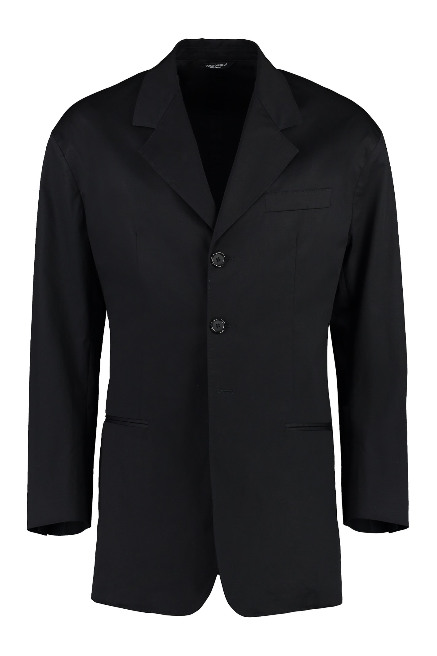 Dolce & Gabbana Gabardine Cotton Jacket In Black