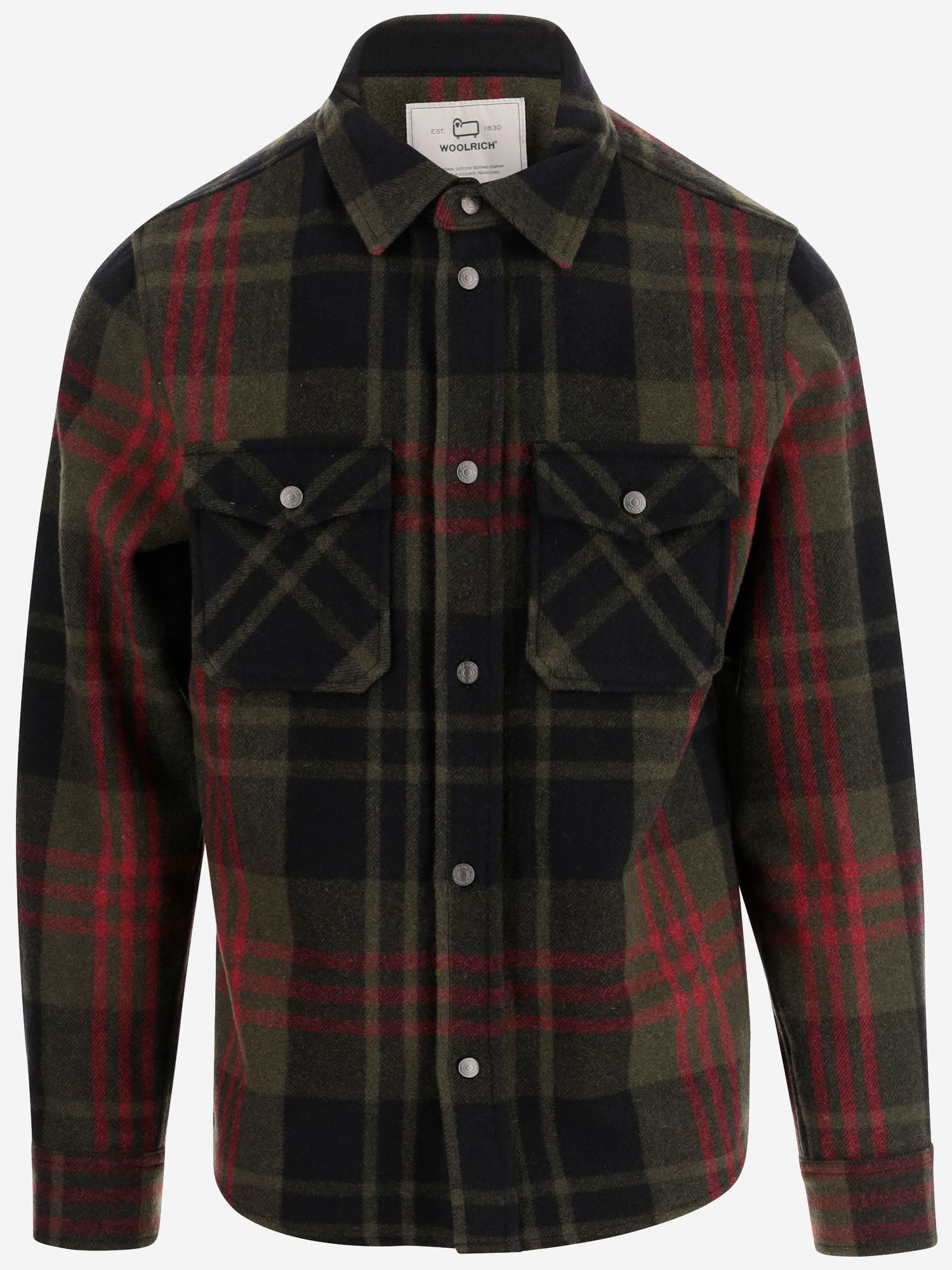 Shop Woolrich Check Pattern Wool Shirt In Red