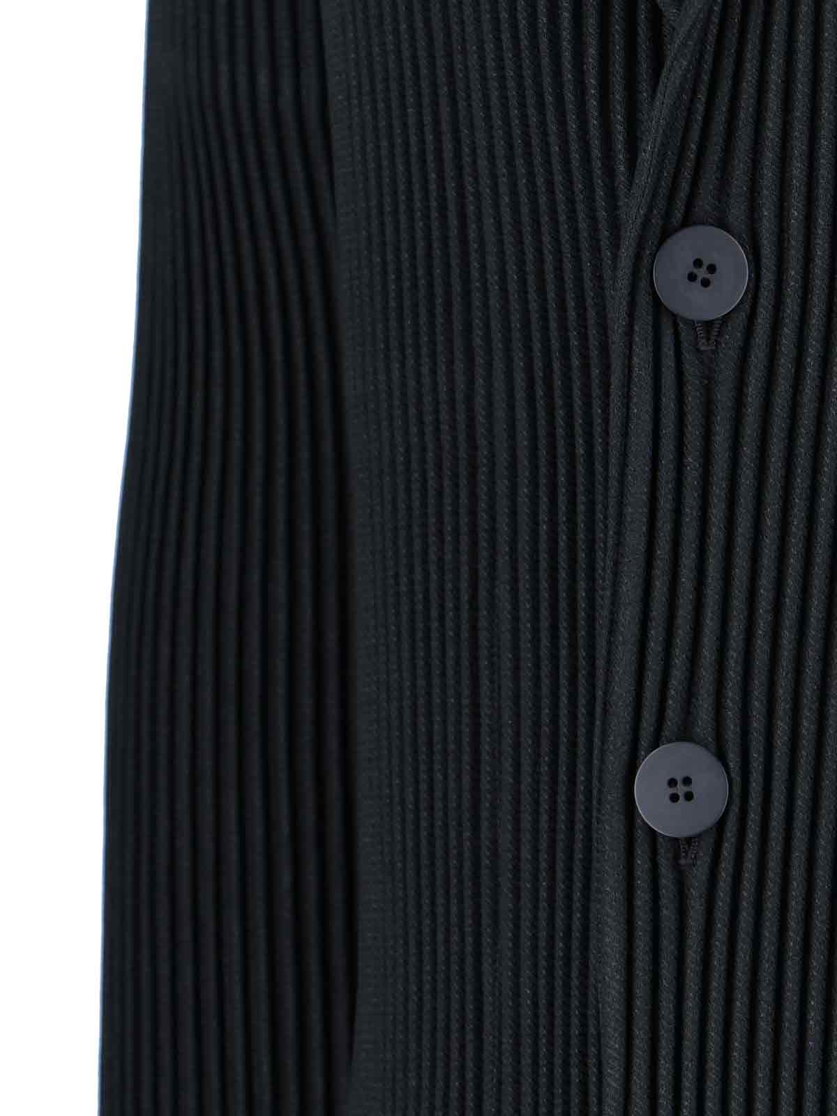 Issey Miyake Minimalist Black Jacket With Cut In Black