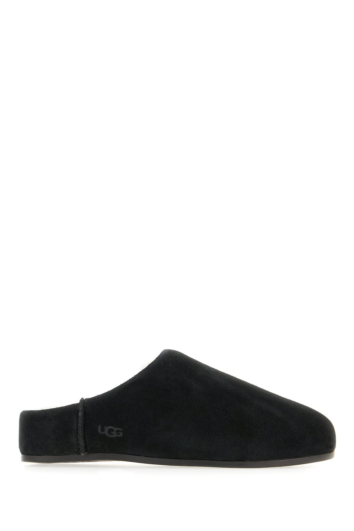 Ugg Slip On Suede Flat Sole Slippers In Black