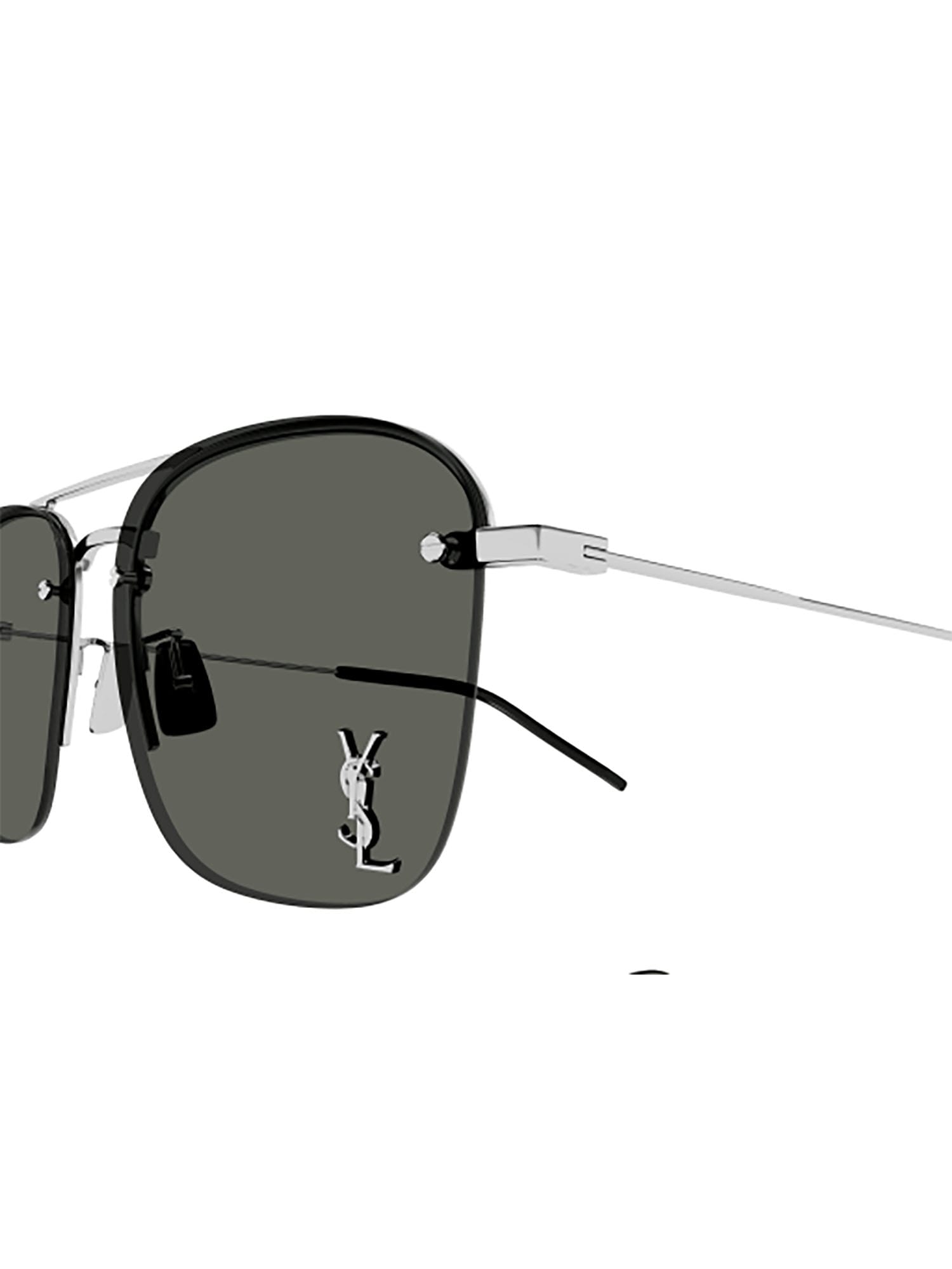 Shop Saint Laurent Sl 309 M Sunglasses In Silver Silver Grey