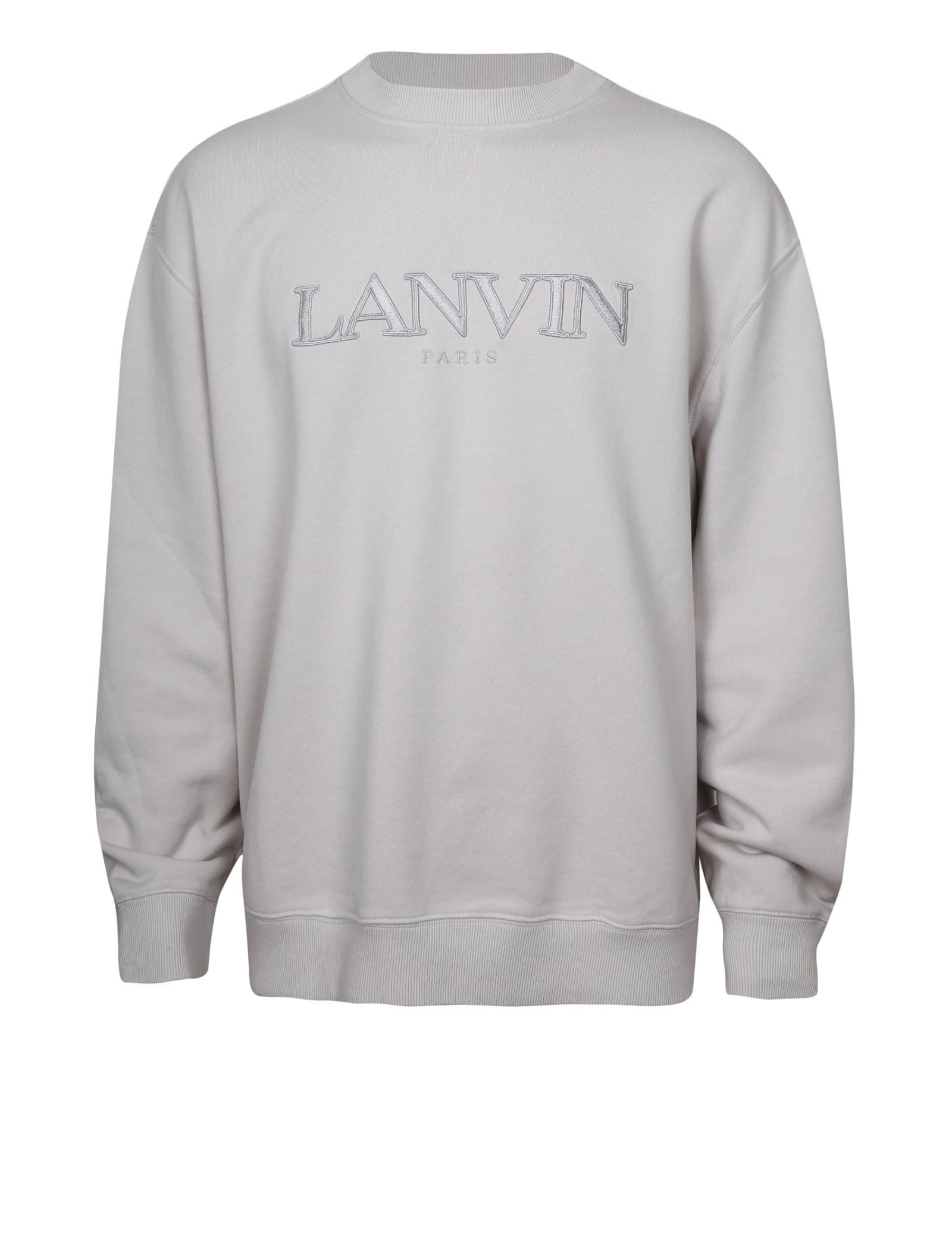 Shop Lanvin Classic Cotton Sweatshirt With Logo In Bianco Ghiaccio