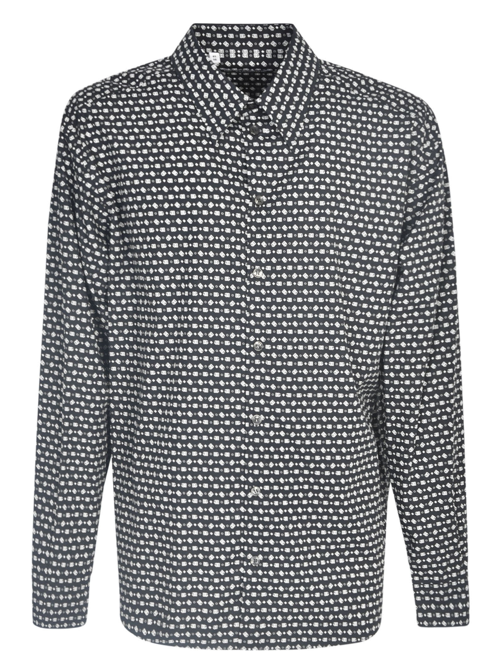 Shop Dolce & Gabbana Monogram Long-sleeved Shirt In Dg Micro