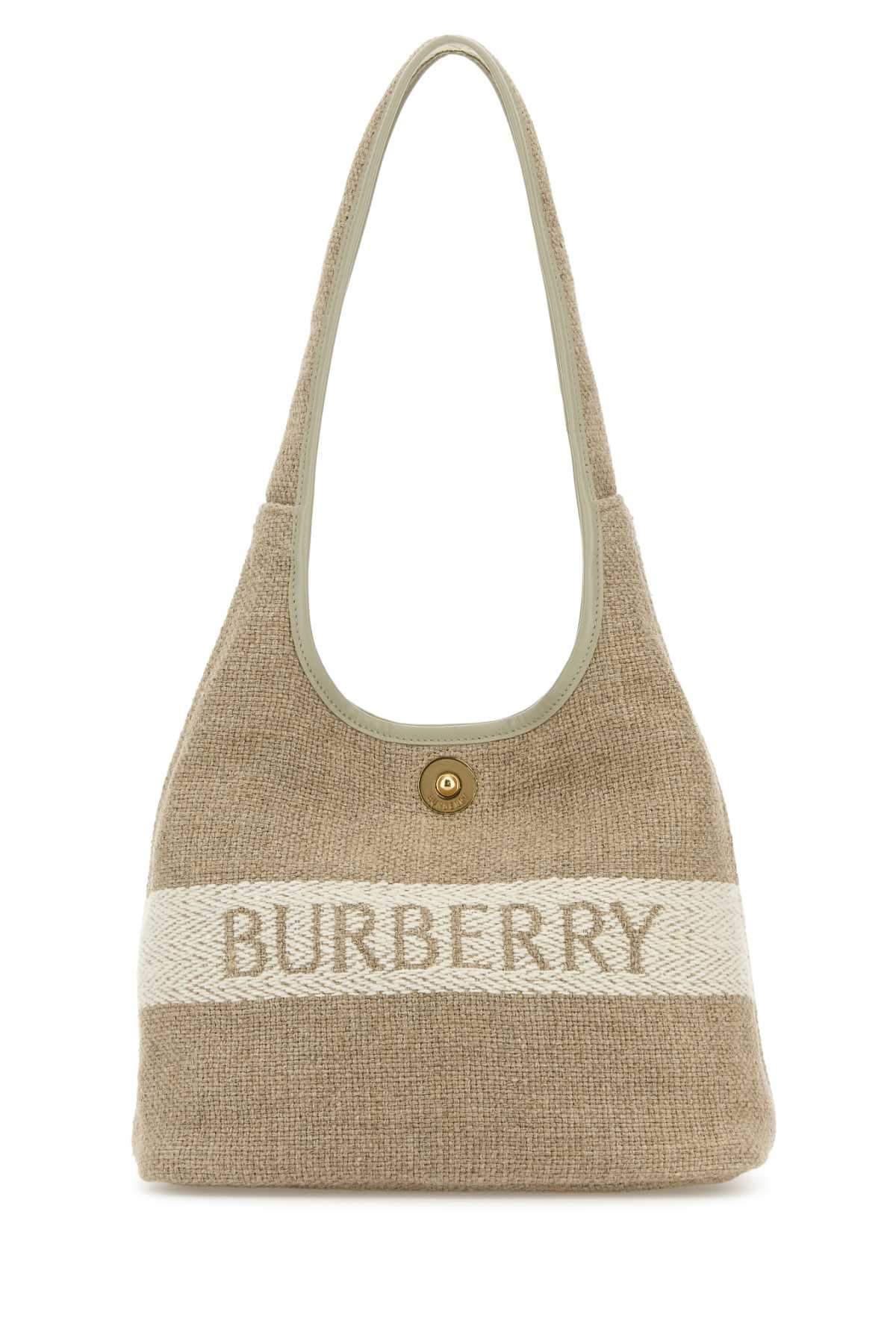 Burberry Women Cappuccino Canvas Shoulder Bag In Burgundy