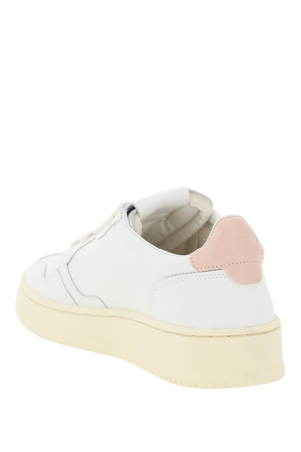 Shop Autry Leather Medalist Low Sneakers In White Pink (white)