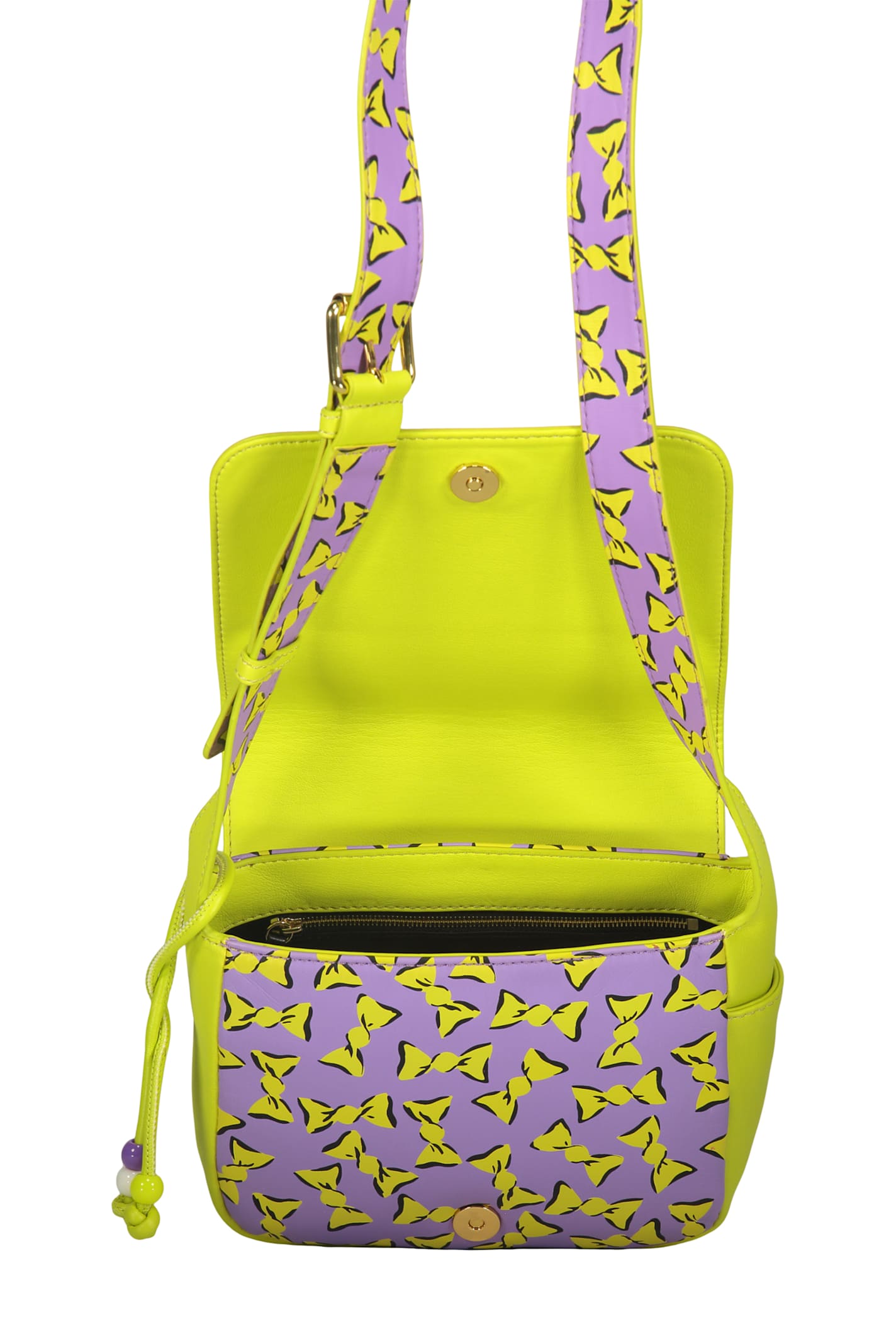 Moschino Printed Crossbody Bag In Yellow