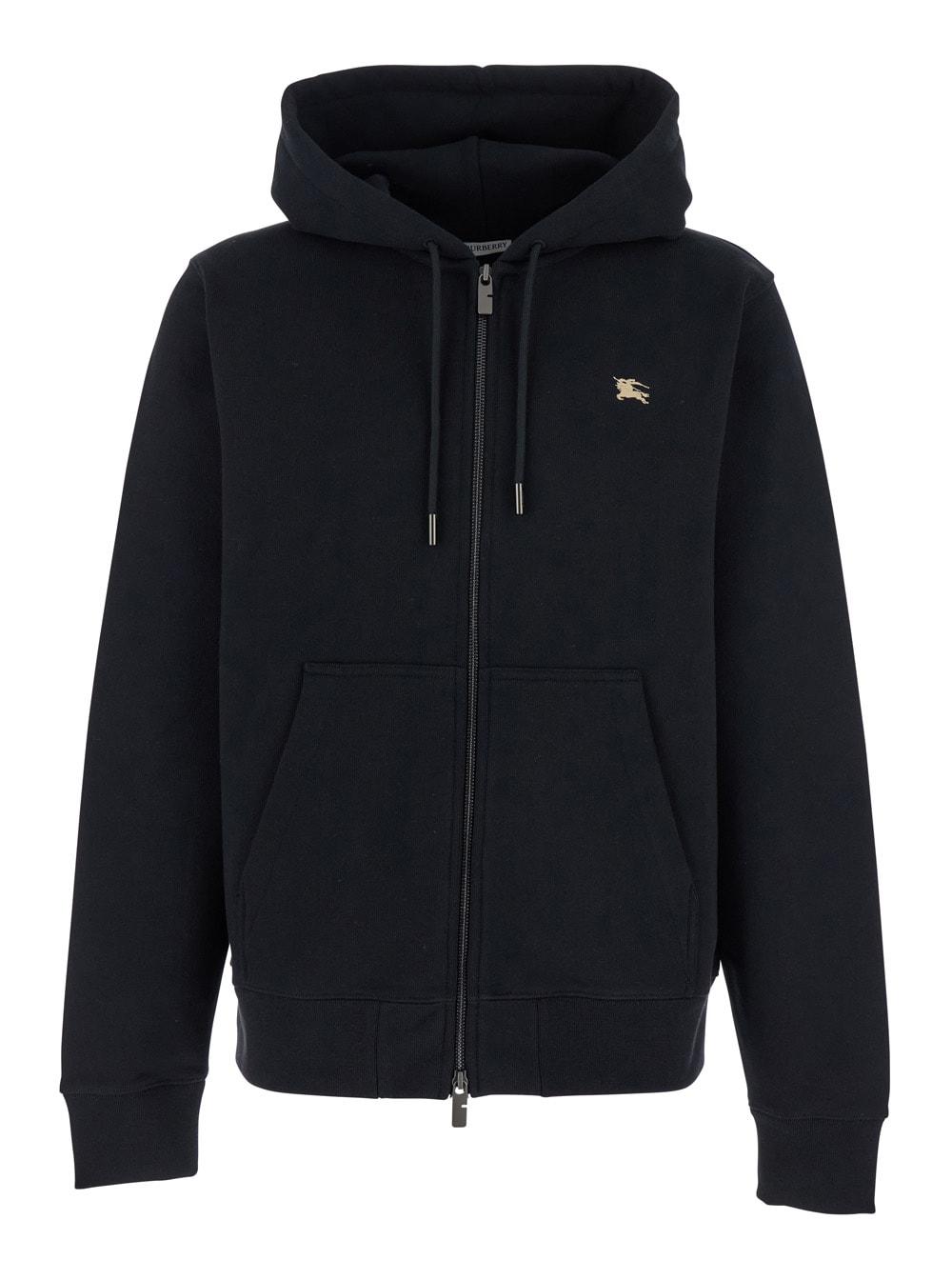 Burberry Men Black Sweatshirt With Ekd Embroidery On The Front And Logo Print On The Rear In Cotton In Black