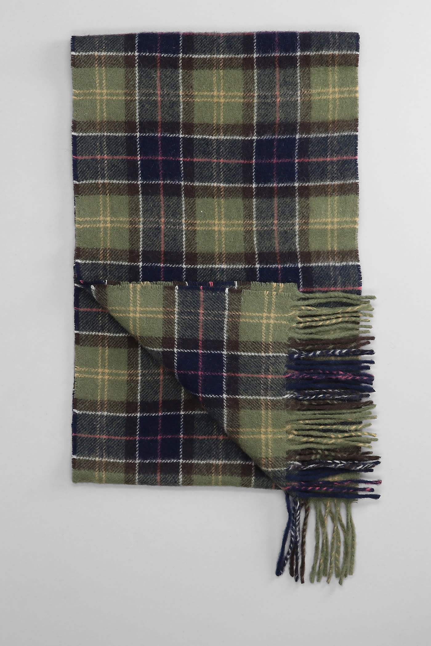 Barbour Tartan Fringed Scarf In Green