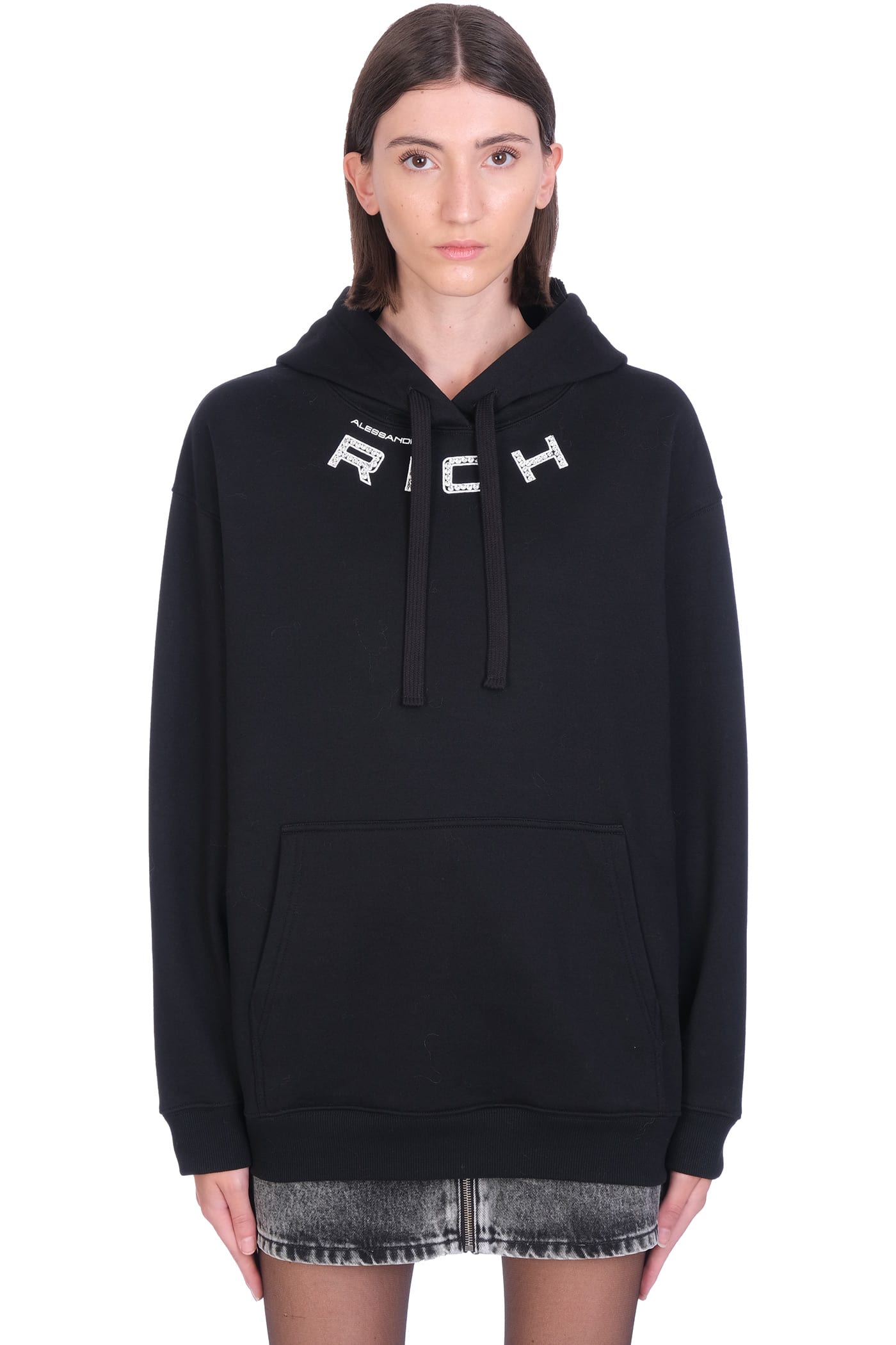 Alessandra Rich Sweatshirt In Black Cotton