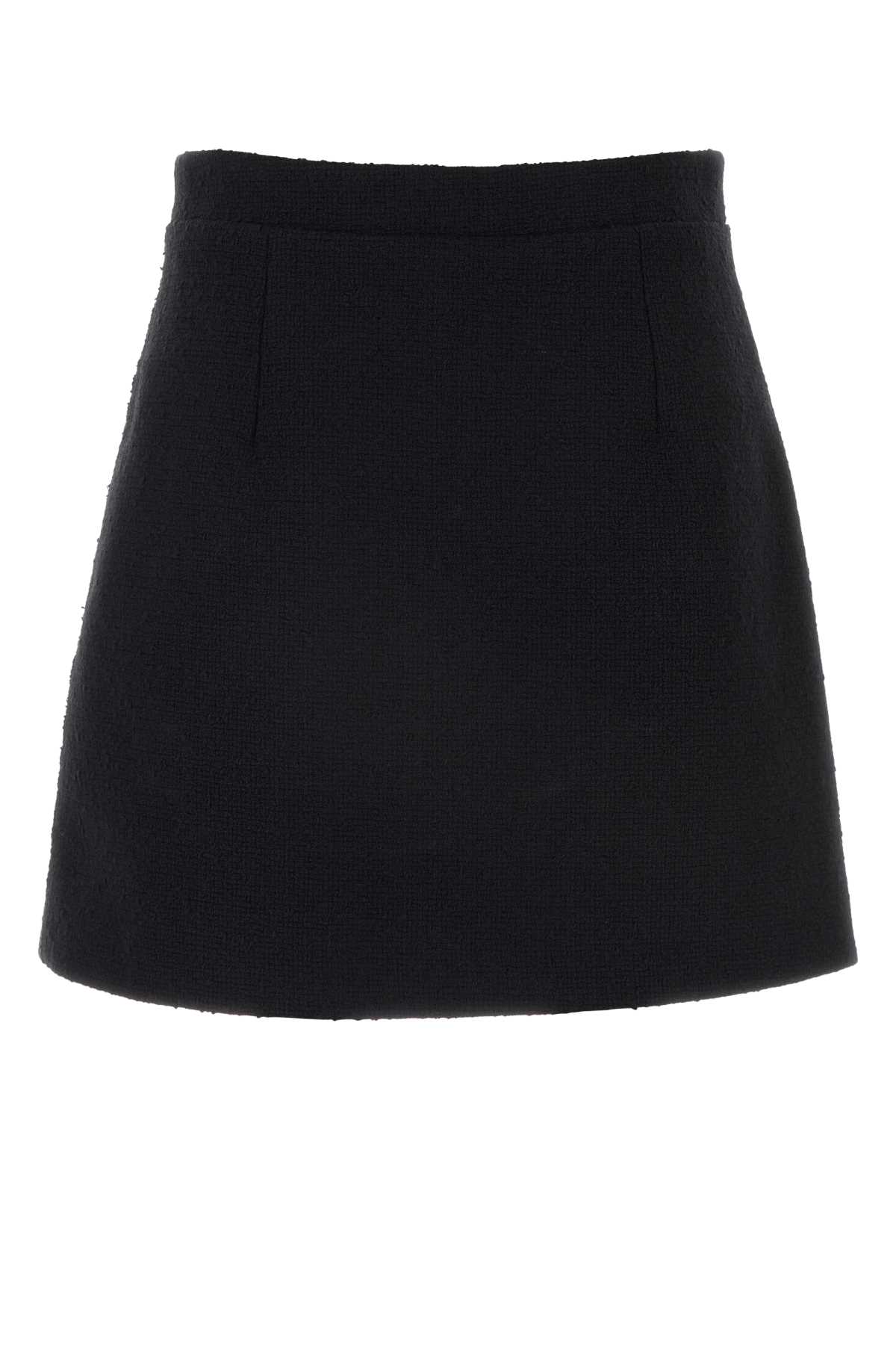 Black Wool Blend Mini Skirt