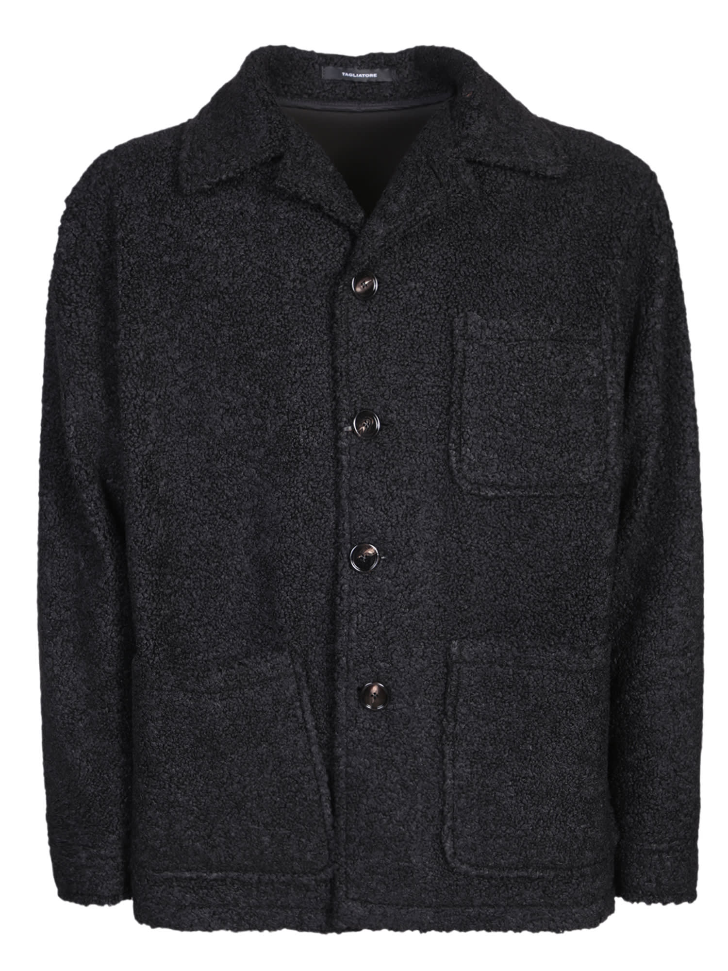 Shop Tagliatore Teddy Effect Black Jacket