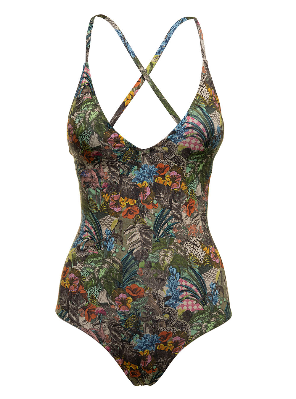 Anjuna Womans Mara Stretch Fabric One-piece Swimsuit With Jungle Print