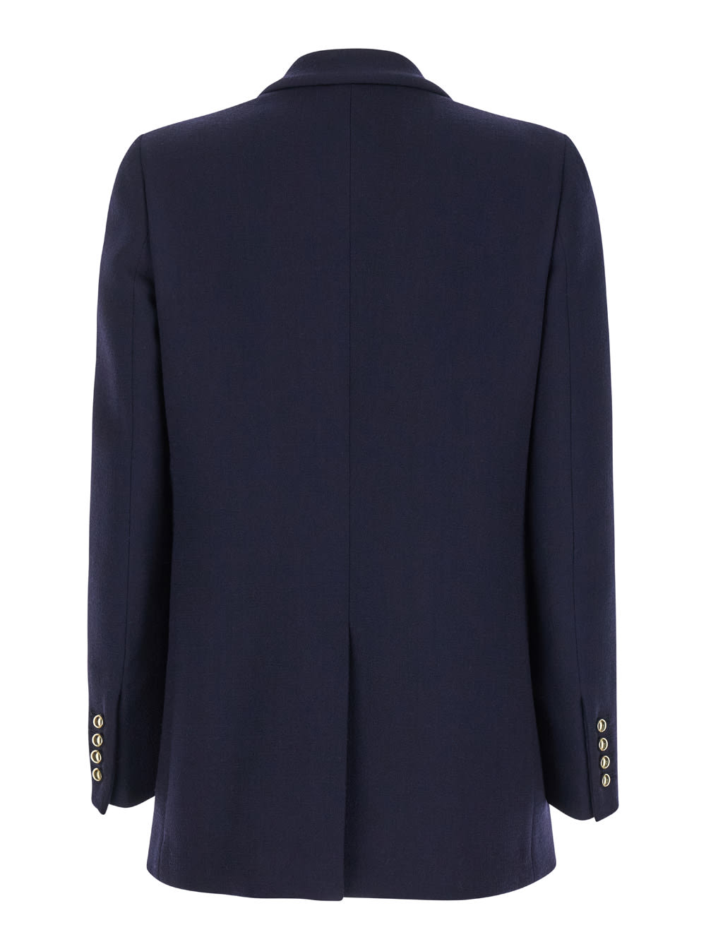 Shop Blazé Milano Resolute Navy Blue Double-breasted Jacket With Peak Revers In Wool Woman