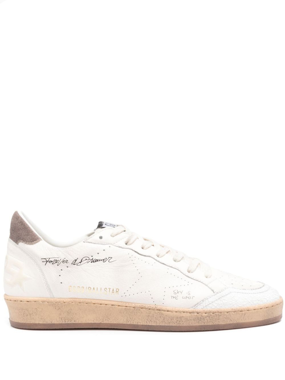 Shop Golden Goose Ballstar Nappa Upper Suede Heel In White Cinder