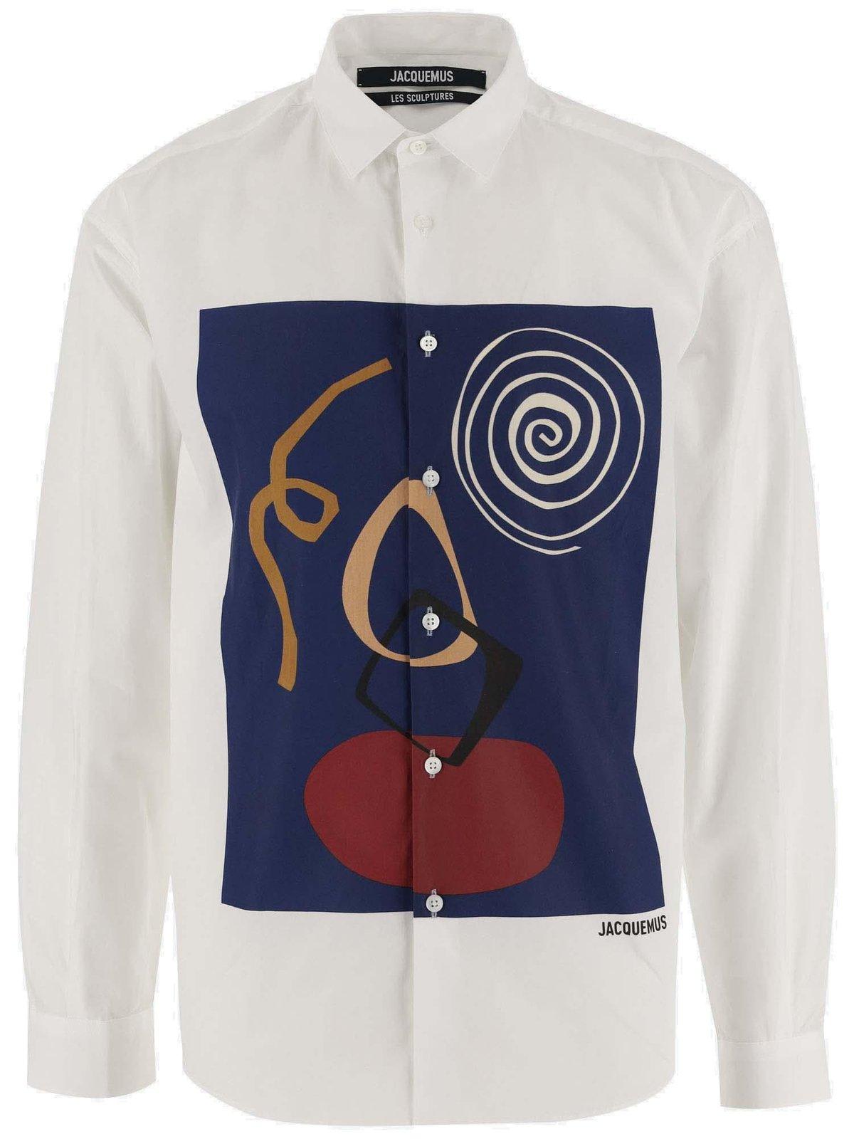 Shop Jacquemus Arty Paint Long-sleeve Shirt In White