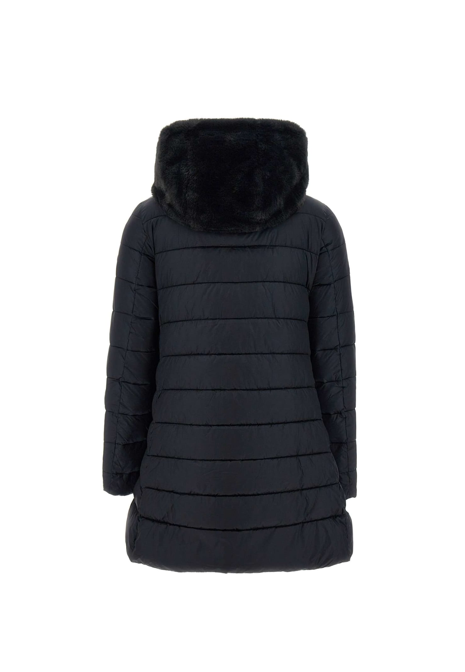 Shop Save The Duck High Neck Hooded Coat In Black