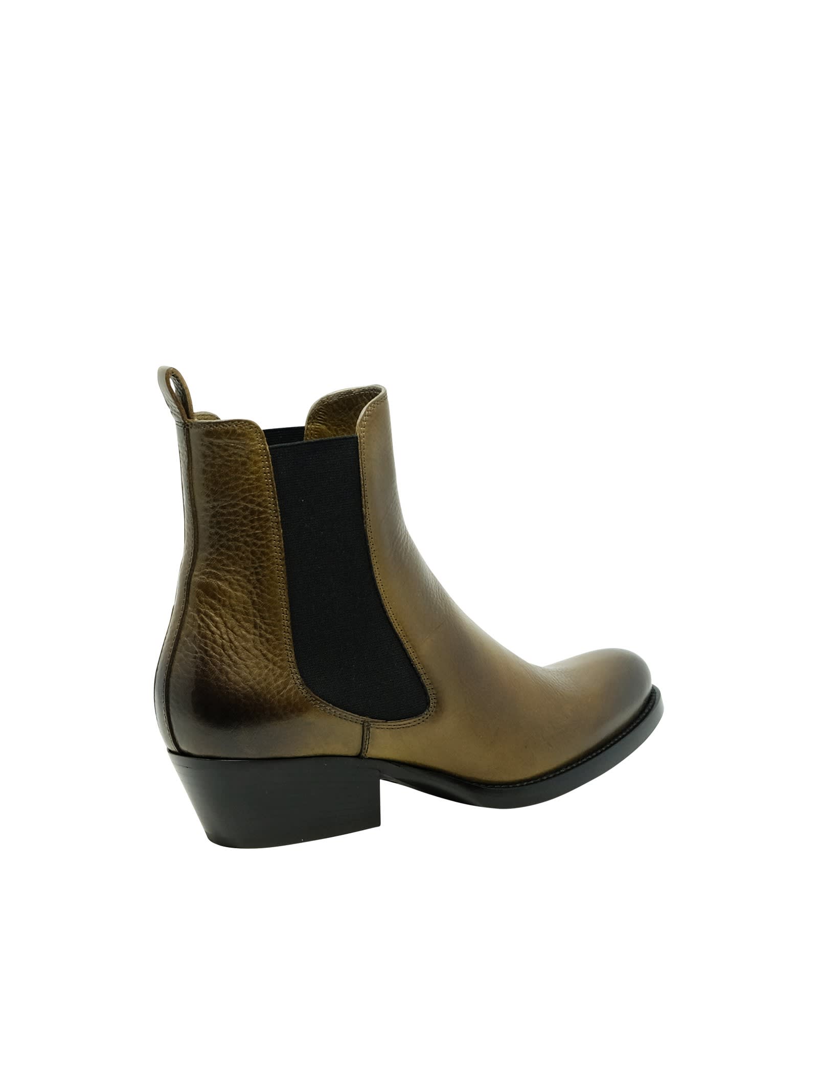 Shop Sartore Sr421001 Toscano Green Olive Leather Ankle Boots
