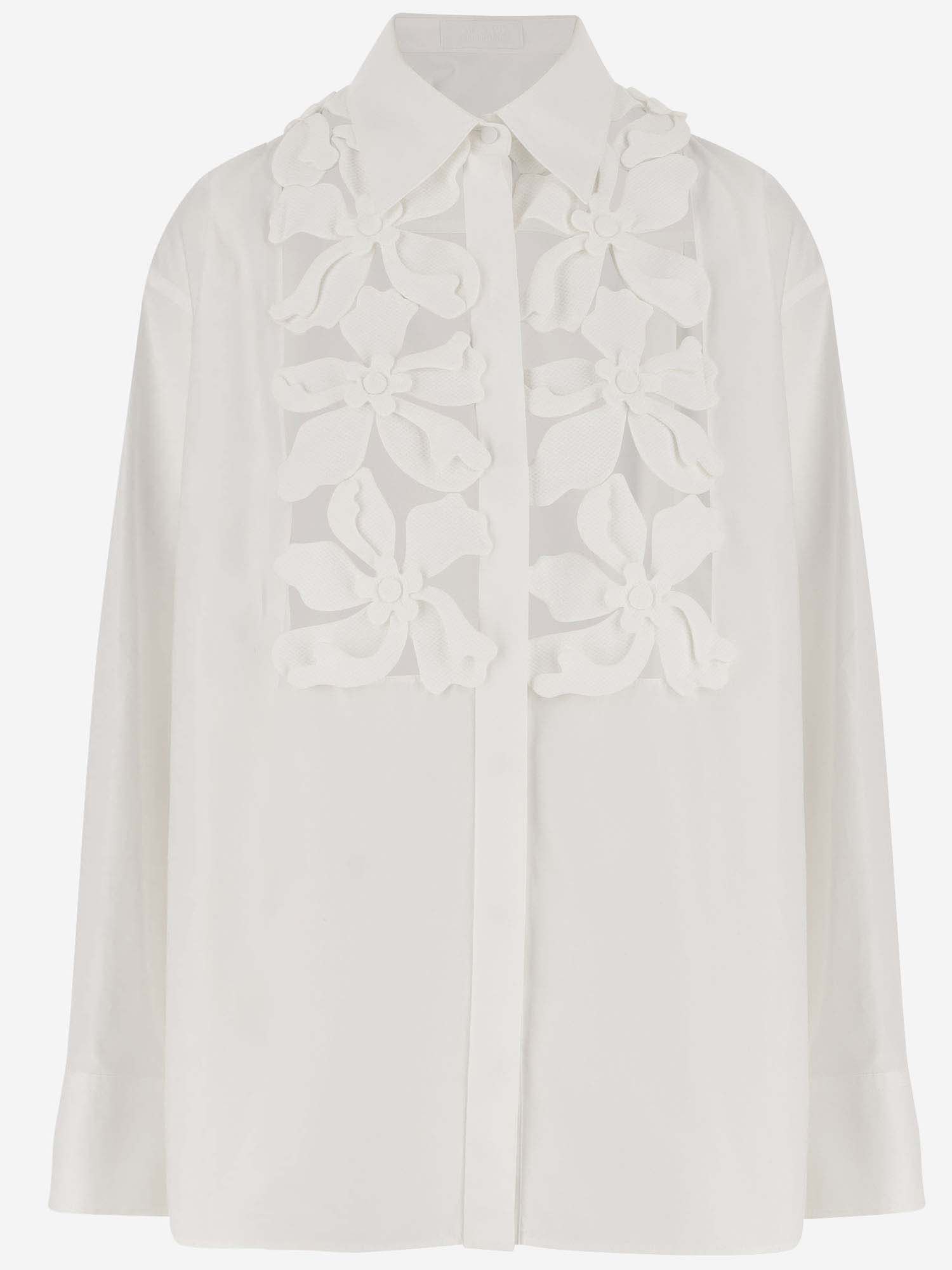 Valentino Cotton Poplin Shirt In White