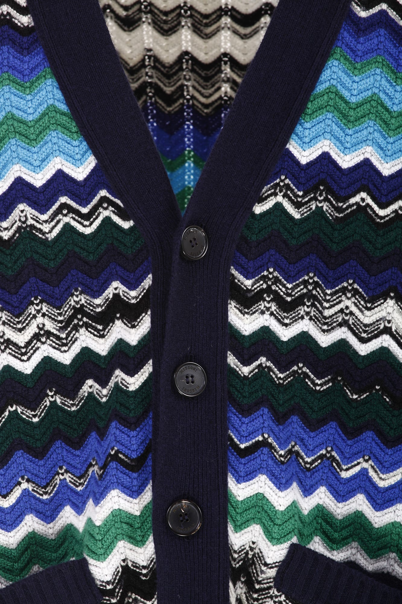 Shop Missoni Knitted Cardigan In Navy