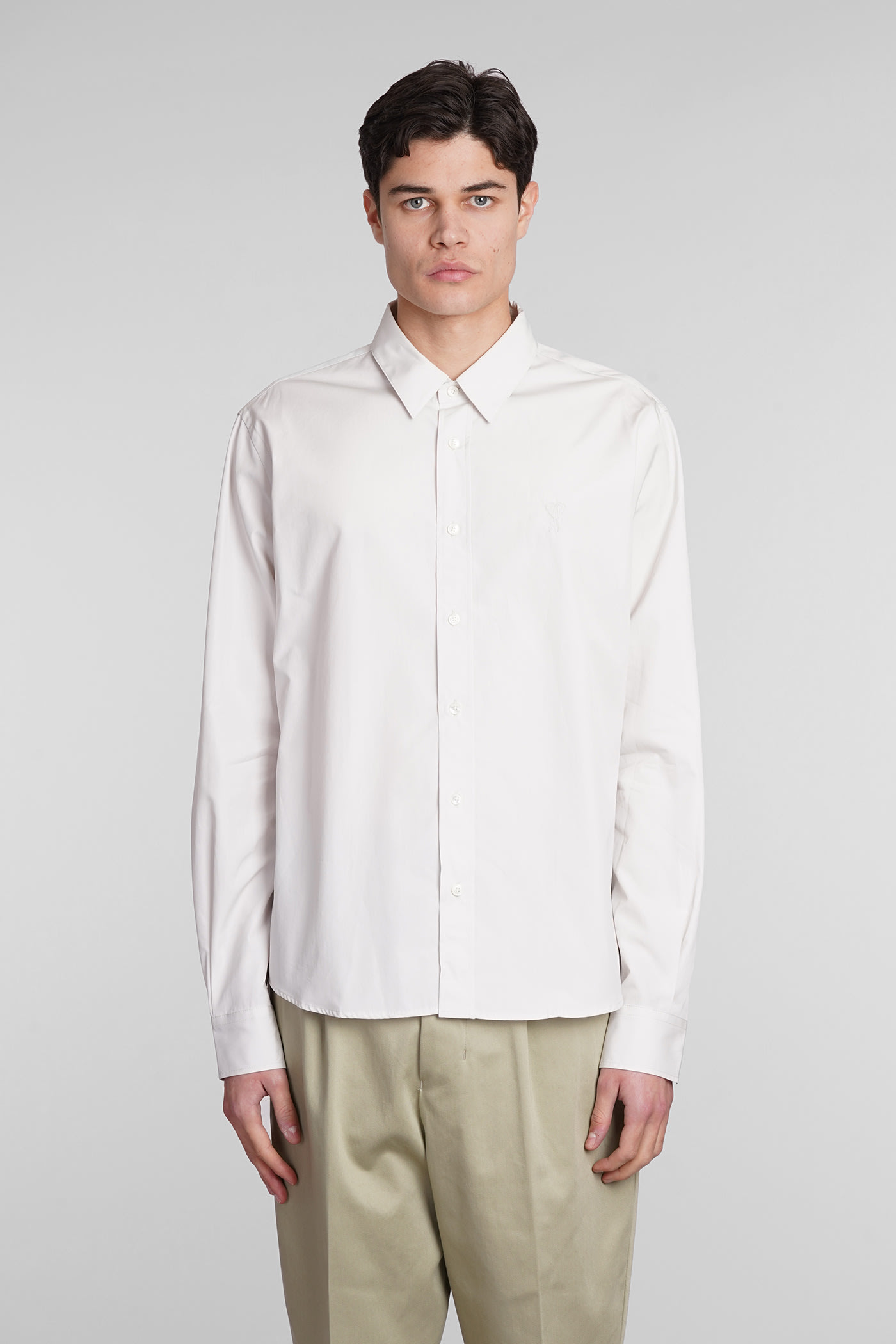 Shop Ami Alexandre Mattiussi Shirt In Grey Cotton