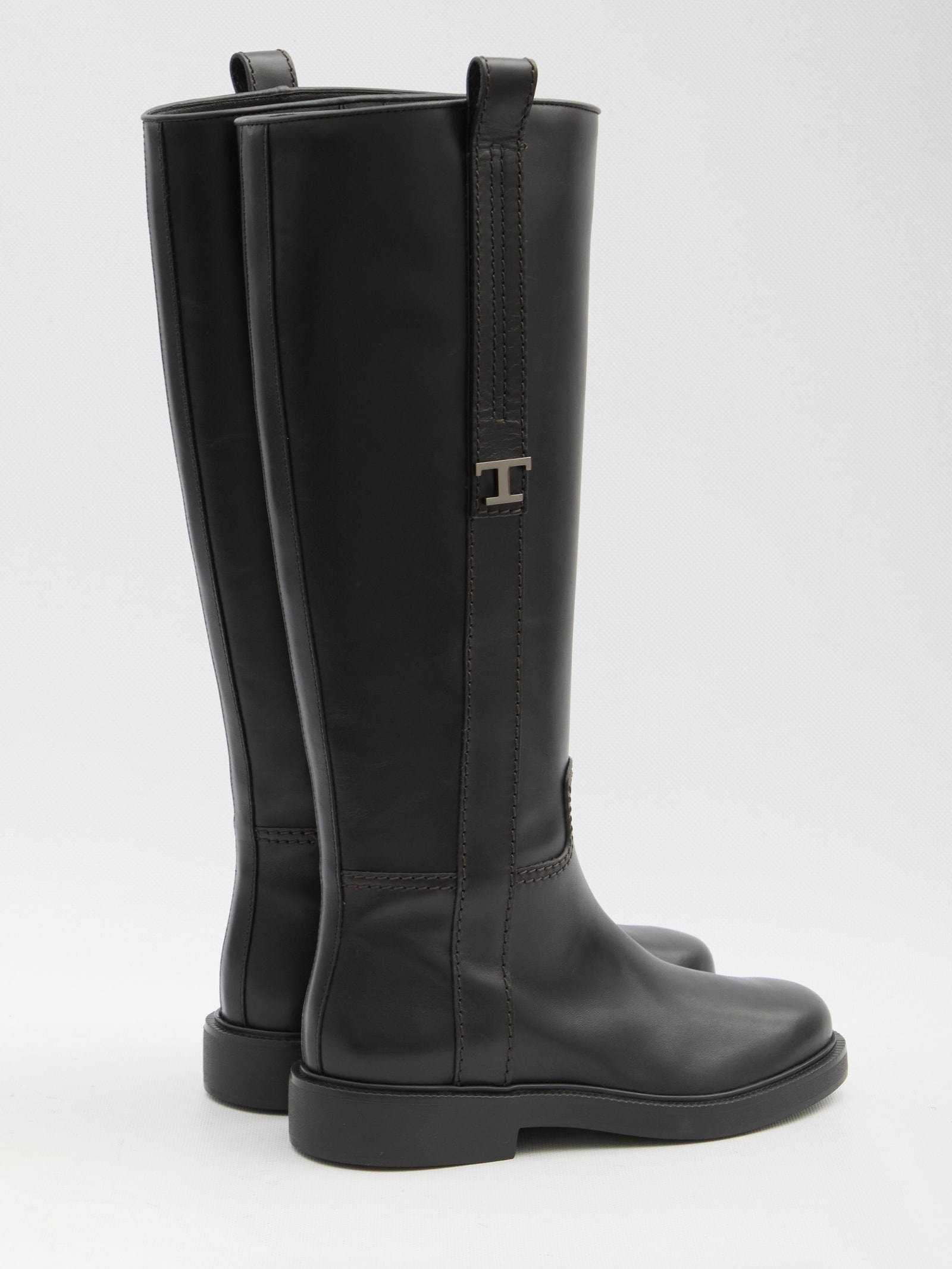 Shop Tod's Leather Boots In Black