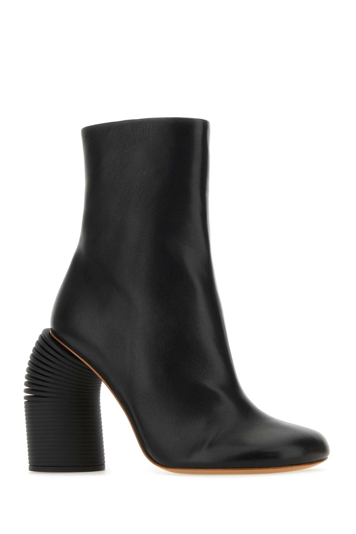 Shop Off-white Black Leather Spring Ankle Boots In Blkblk