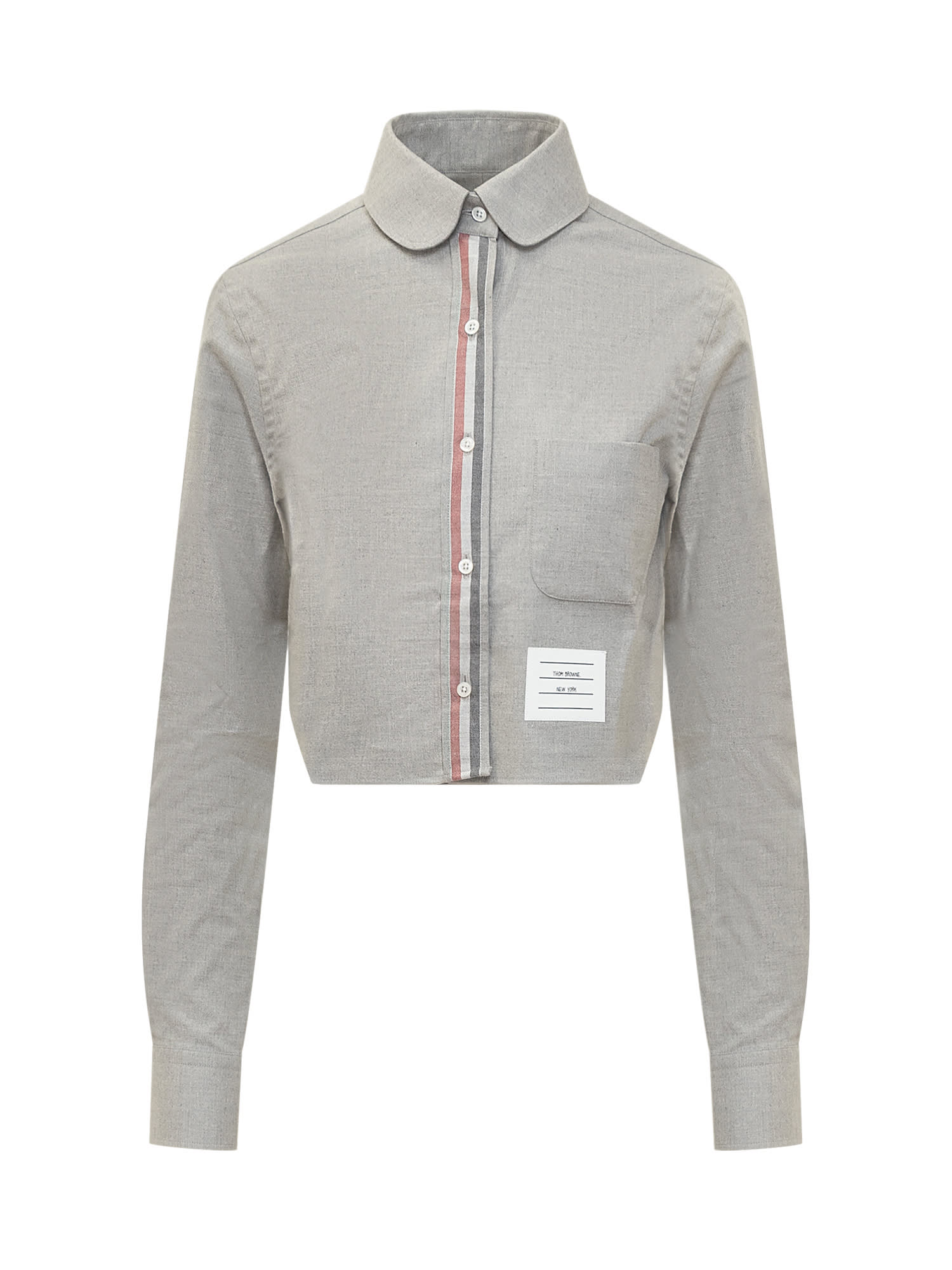 Shop Thom Browne Shirt With Rwb Logo In Med Grey