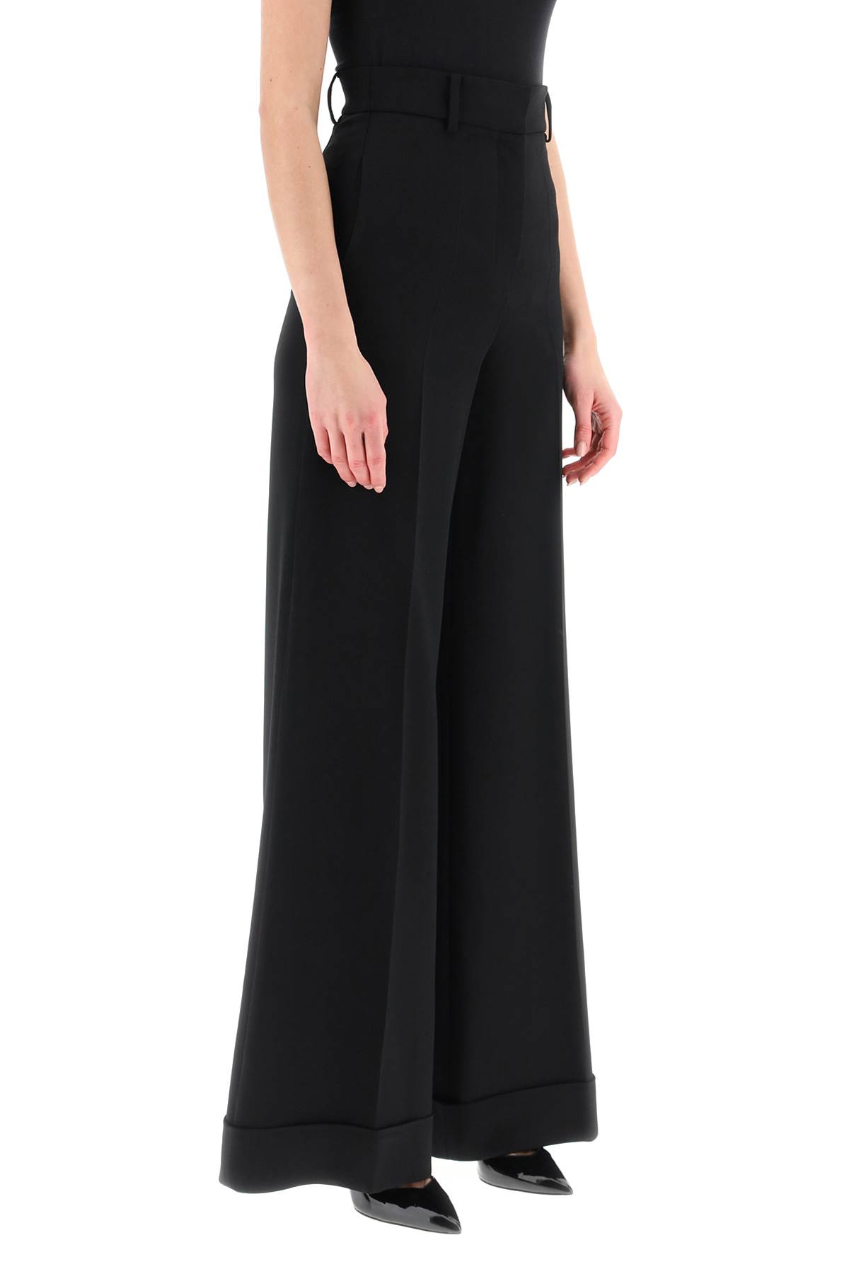 Moschino Women's High-waist Wide-leg Trousers In Nero
