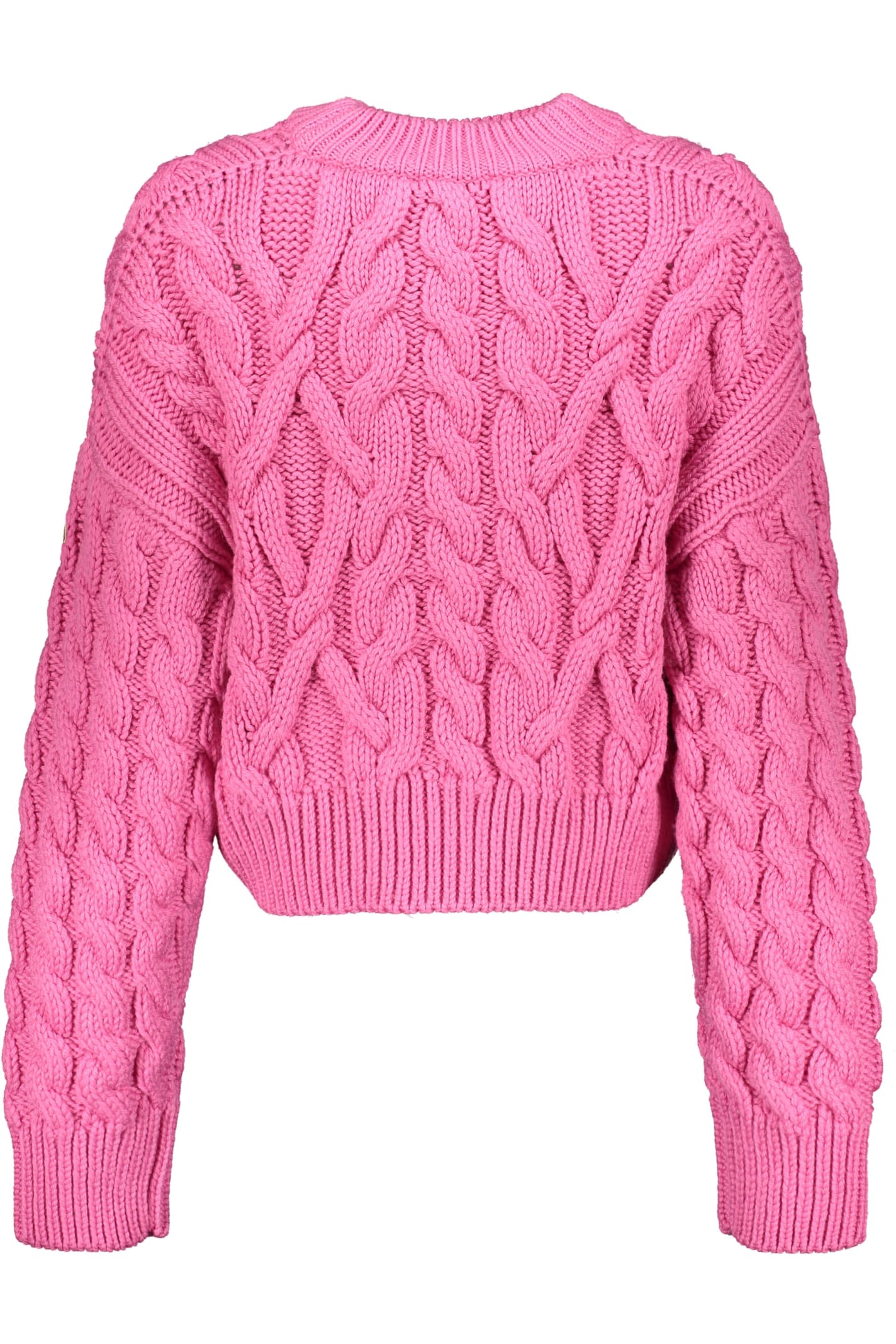 Shop Moncler Tricot-knit Wool Sweater In Pink