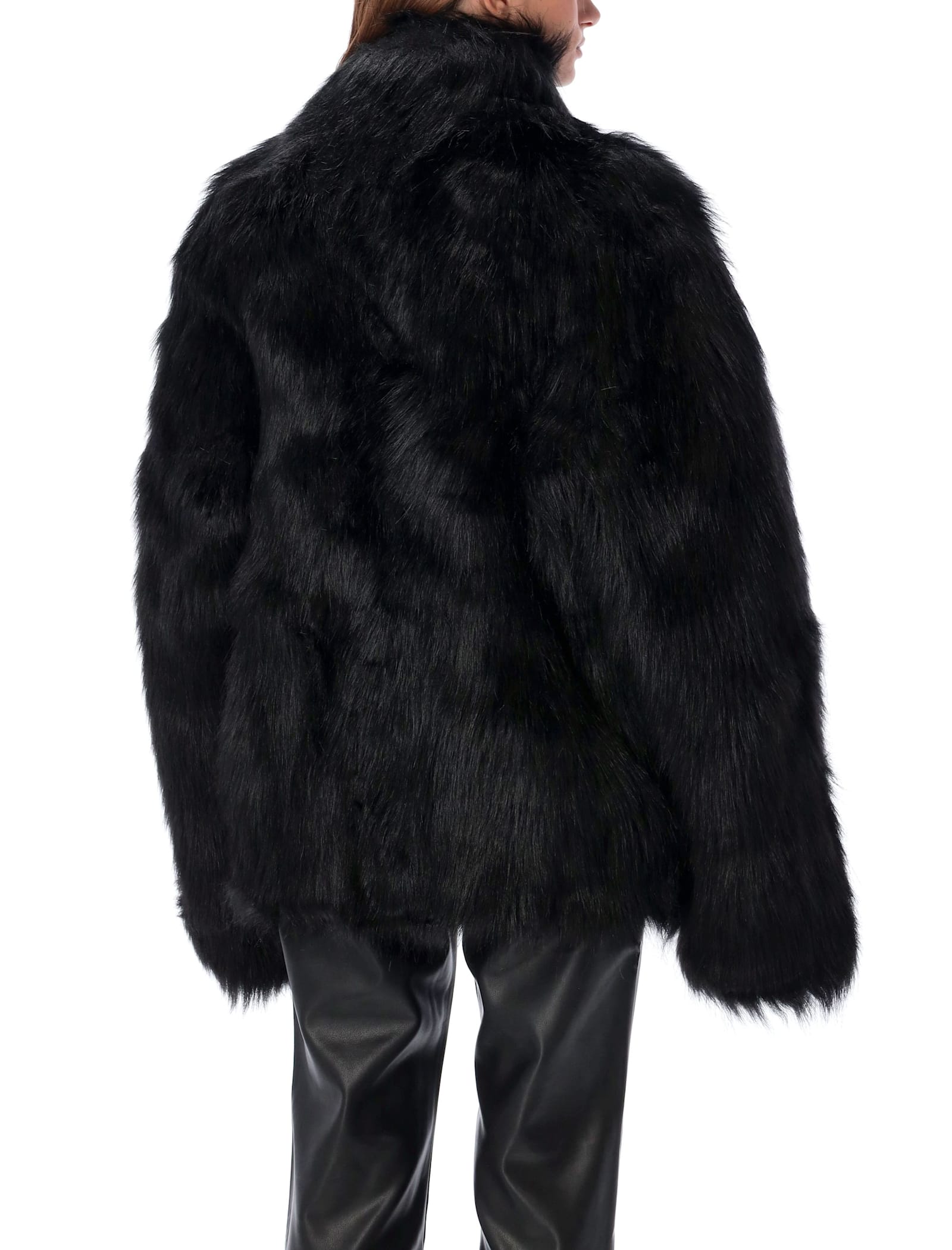 Shop Misbhv Faux Fur Jacket In Black